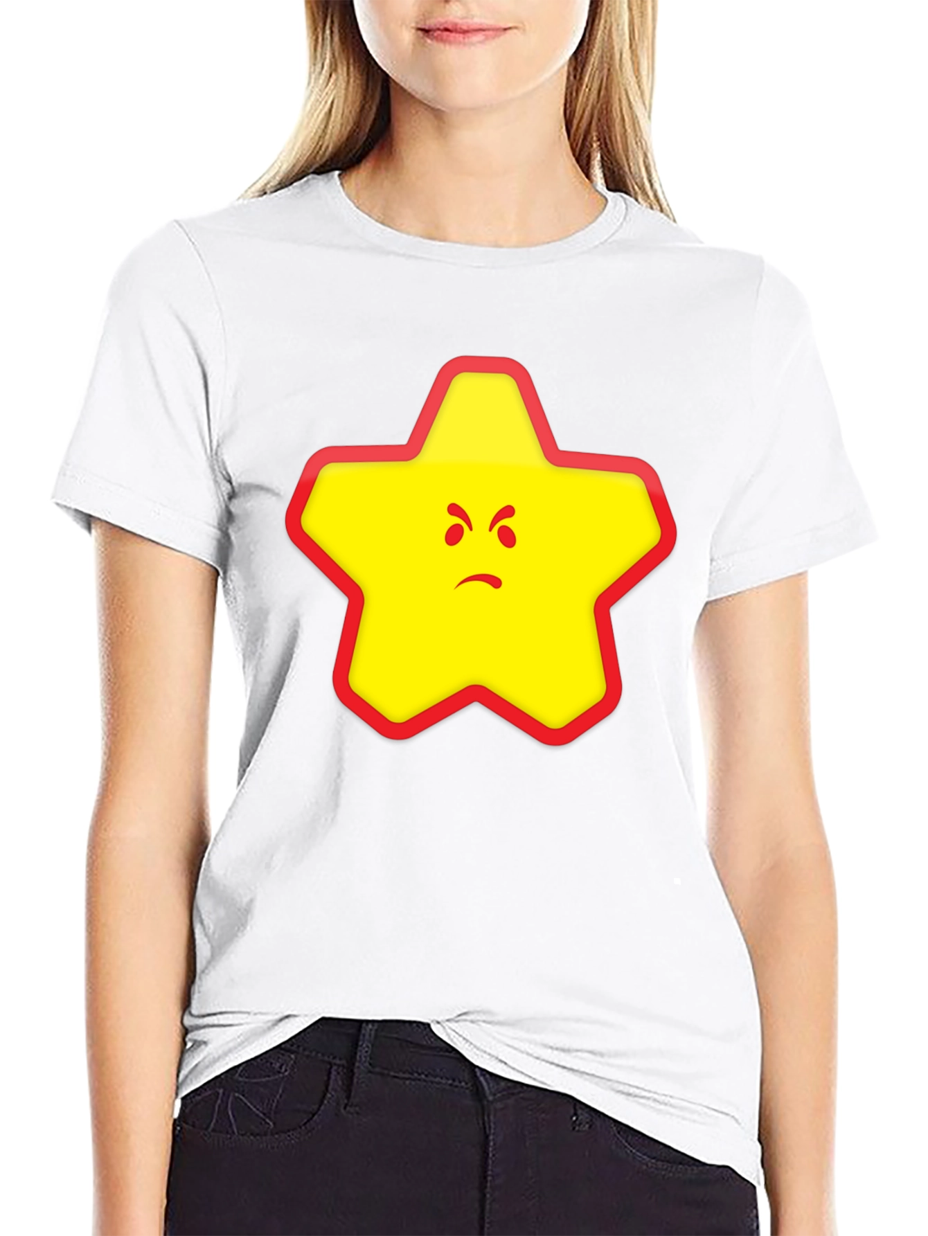 Angry Star Graphic Tee - Black Cotton Blend T-Shirt