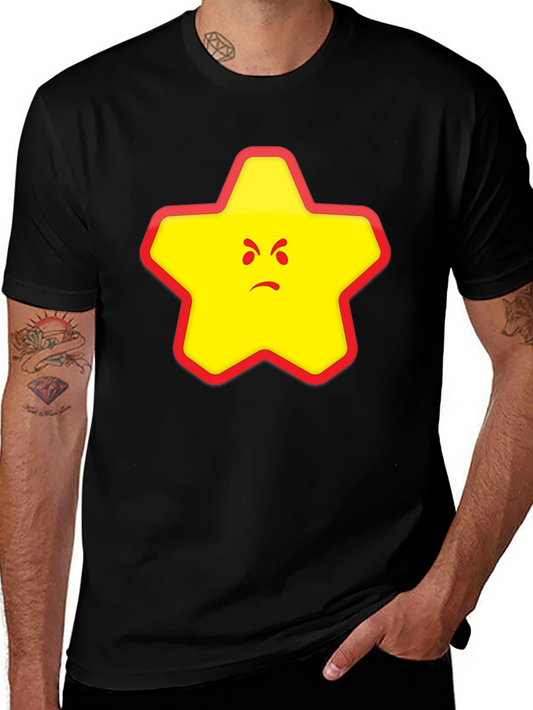 Angry Star Graphic Tee - Black Cotton Blend T-Shirt