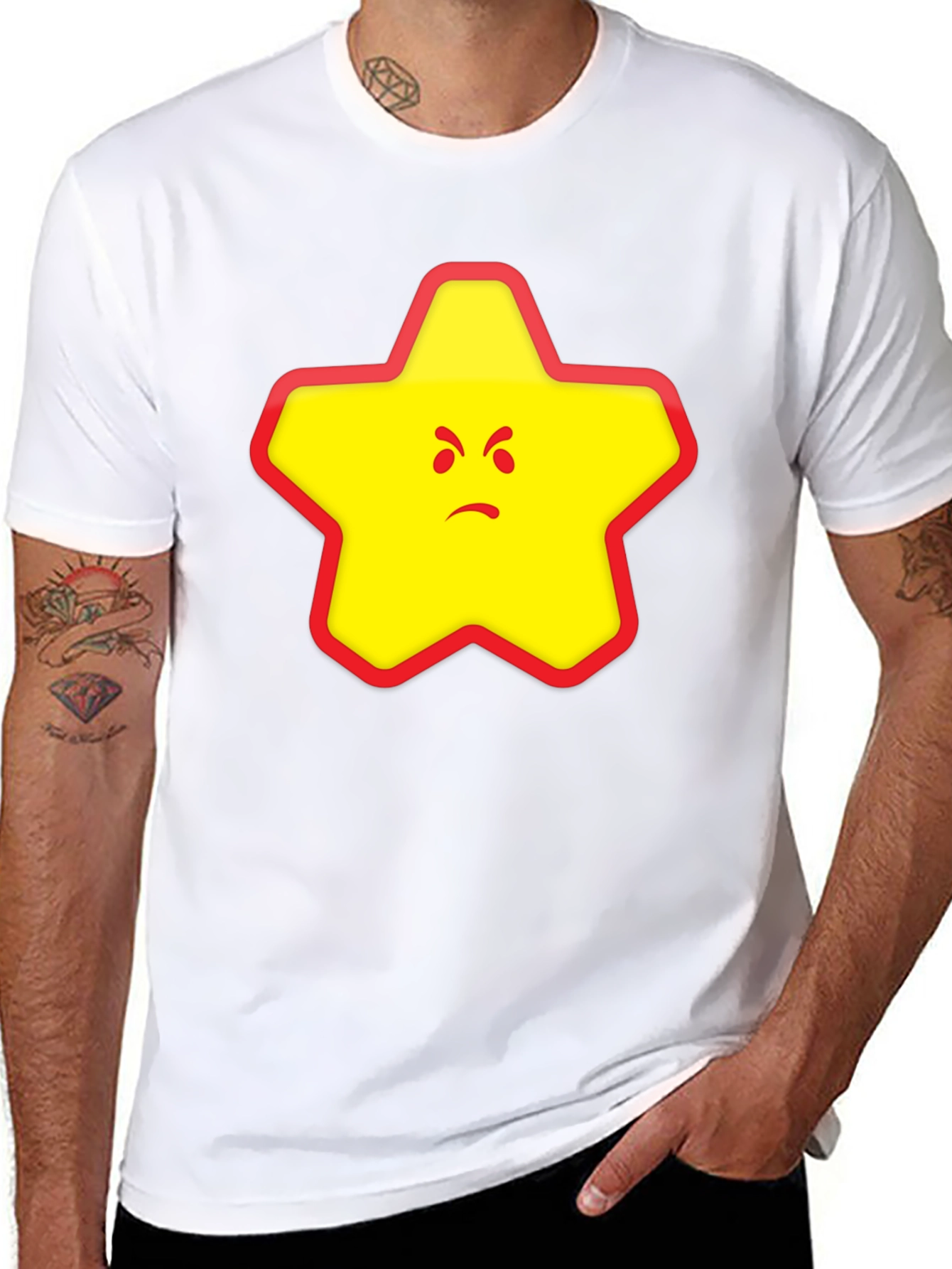 Angry Star Graphic Tee - Black Cotton Blend T-Shirt
