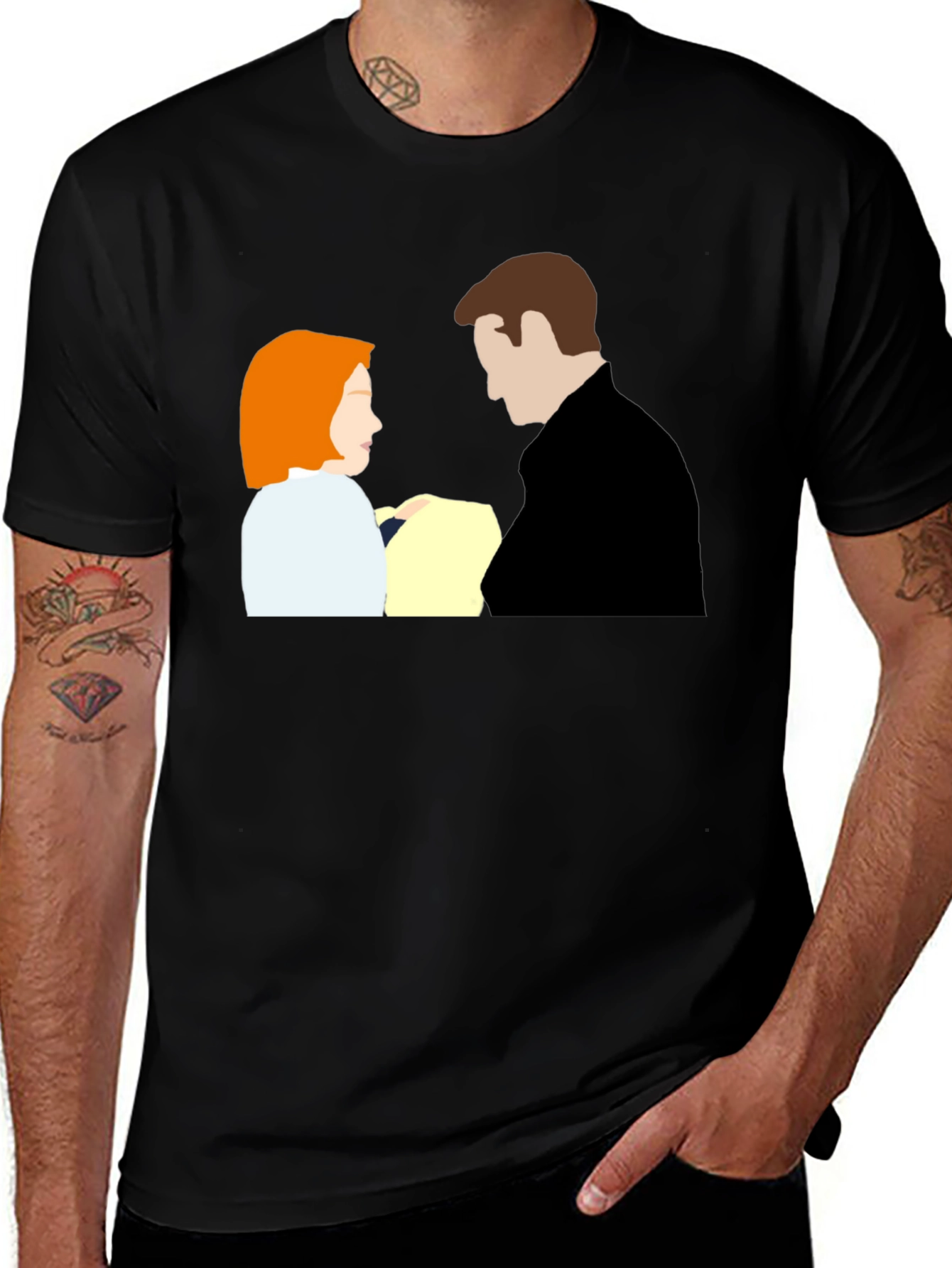 X-Files Mulder and Scully Black T-Shirt