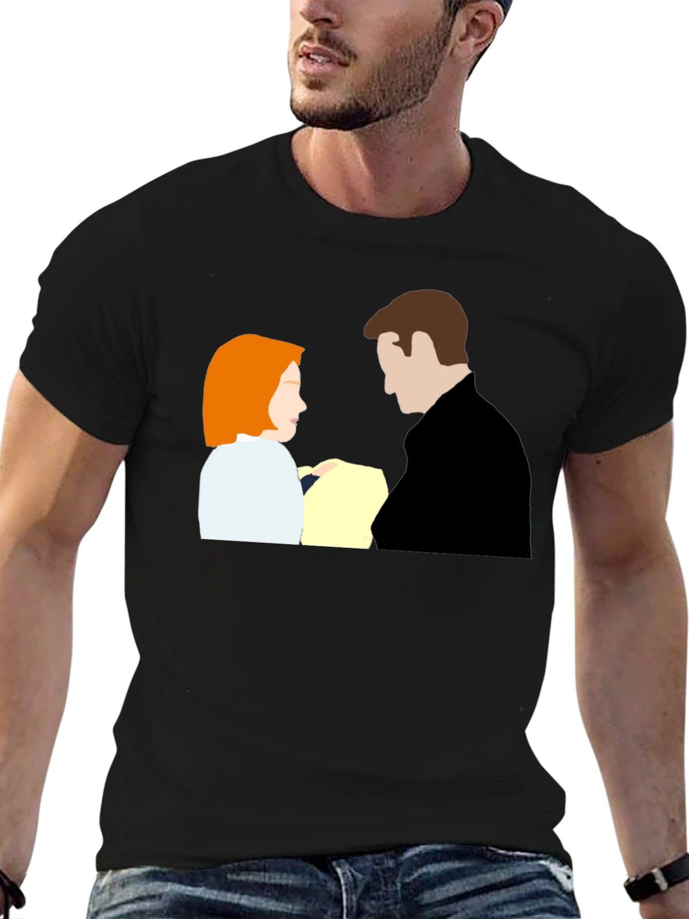 X-Files Mulder and Scully Black T-Shirt