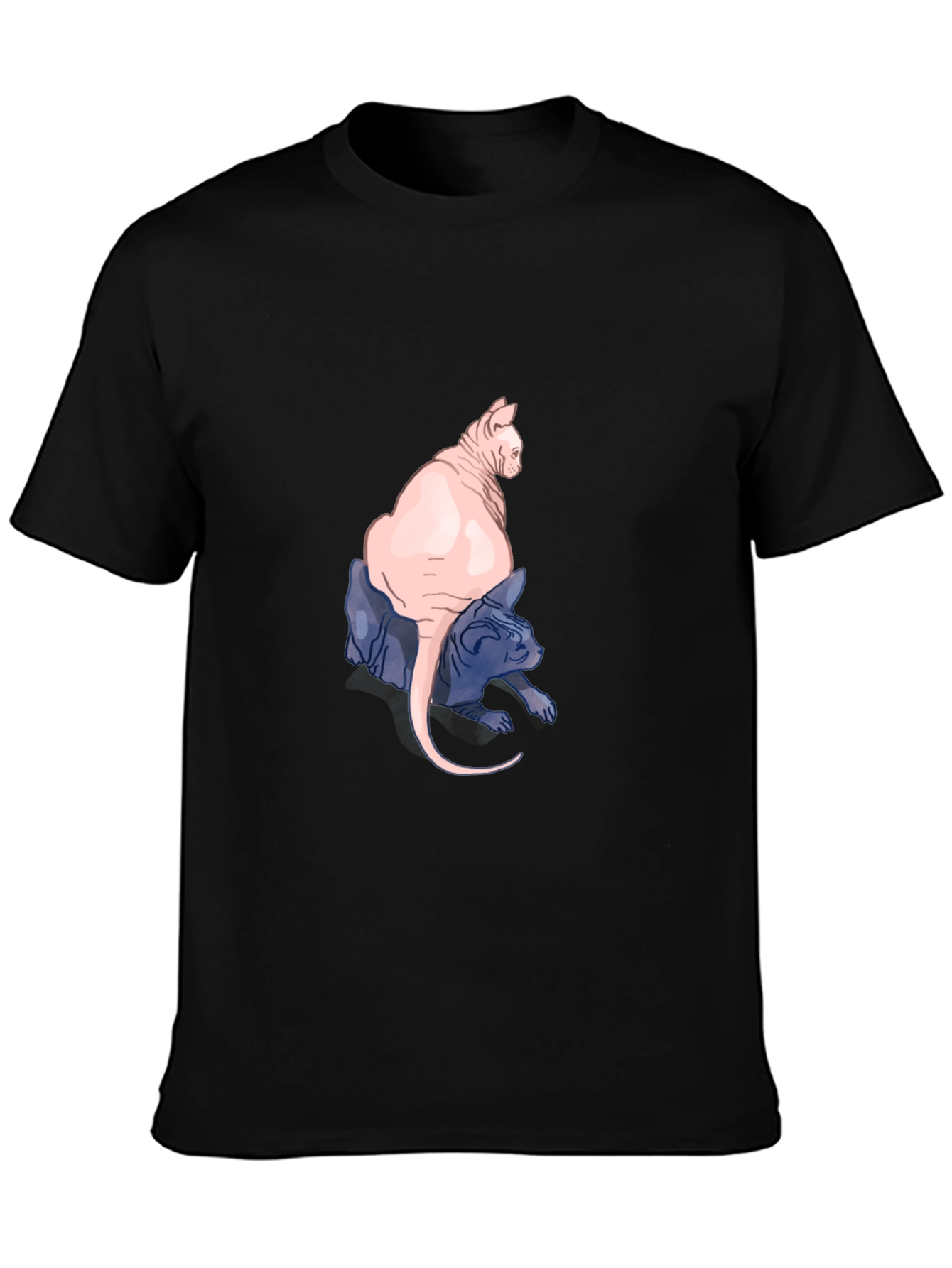 Two Hairless Cats Black T-Shirt