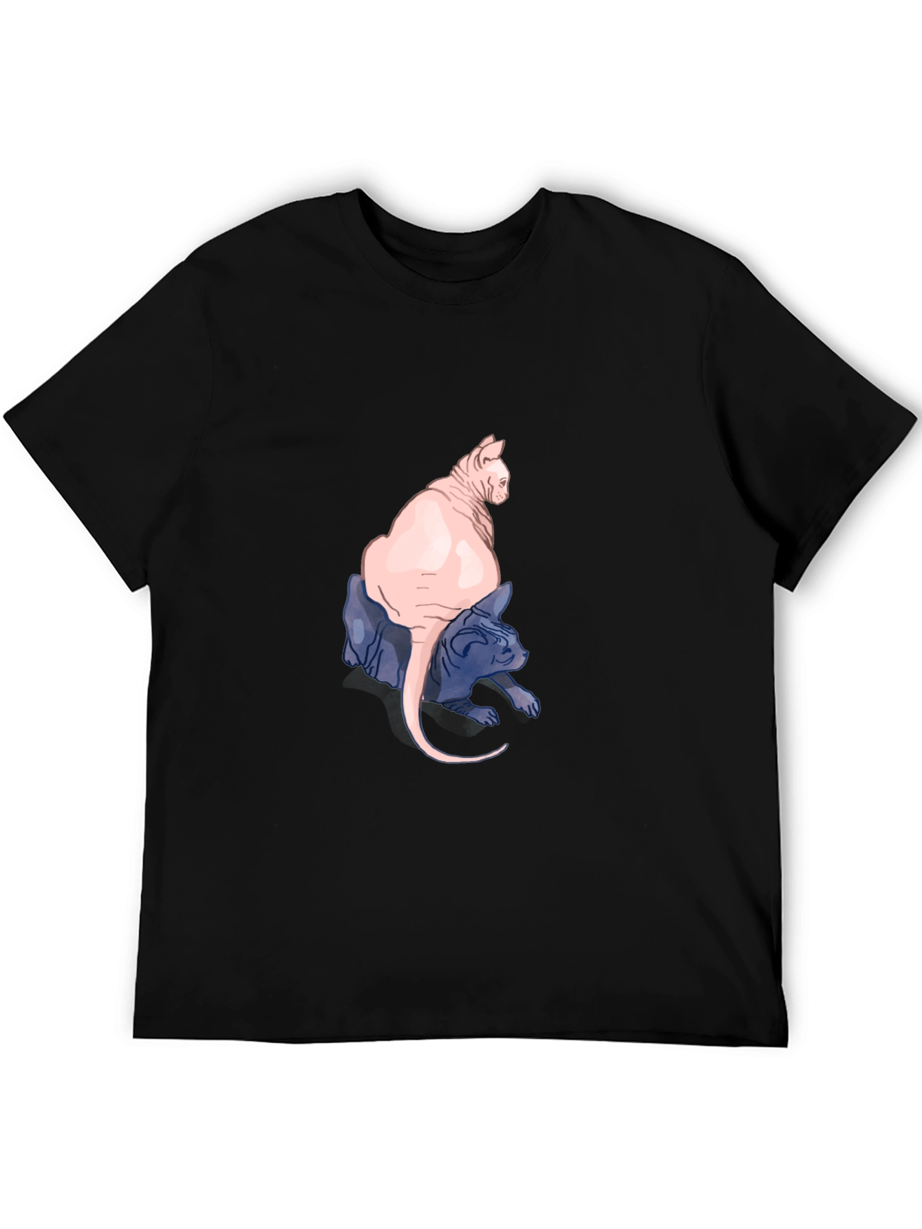 Two Hairless Cats Black T-Shirt