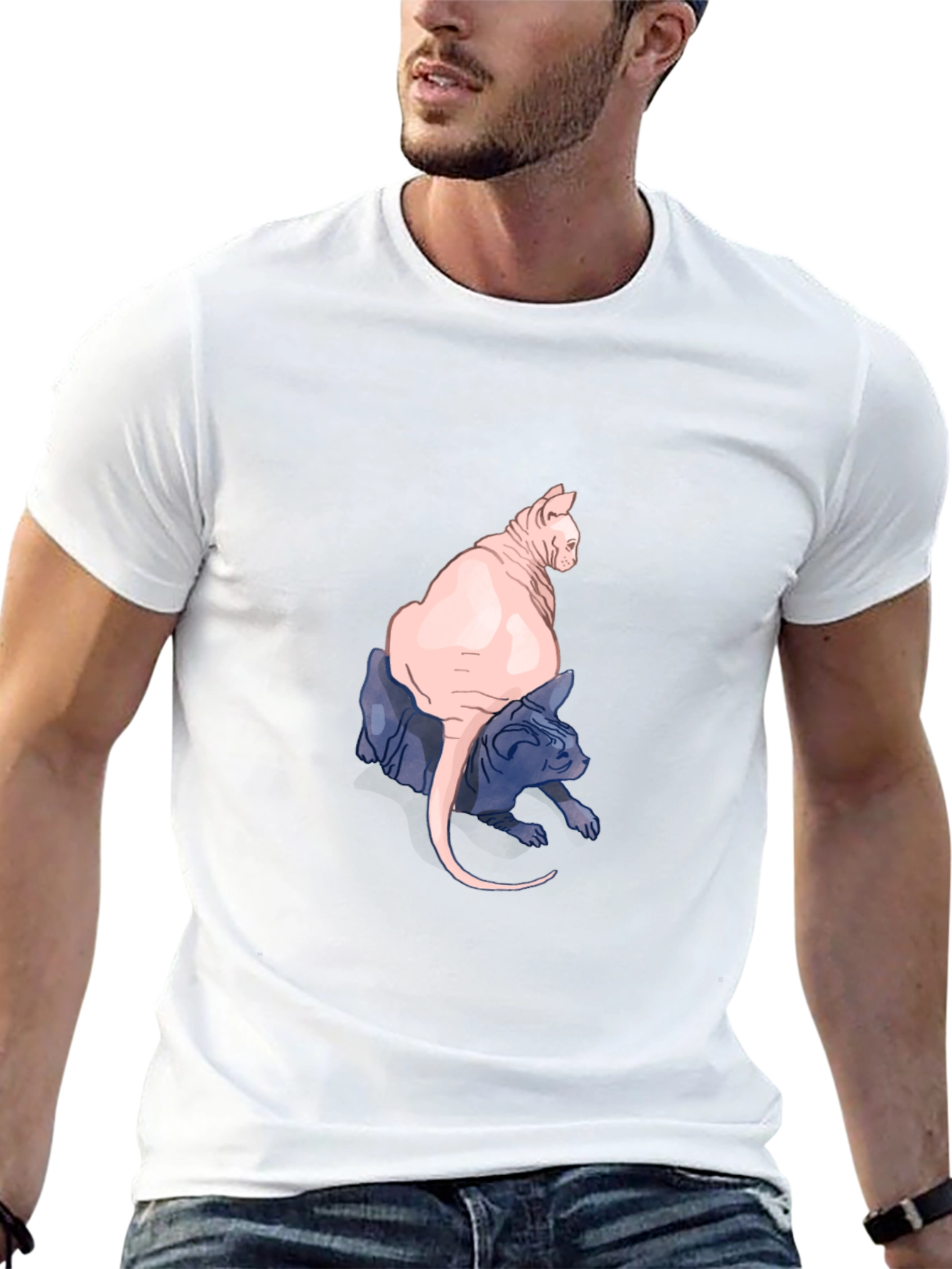 Two Hairless Cats Black T-Shirt