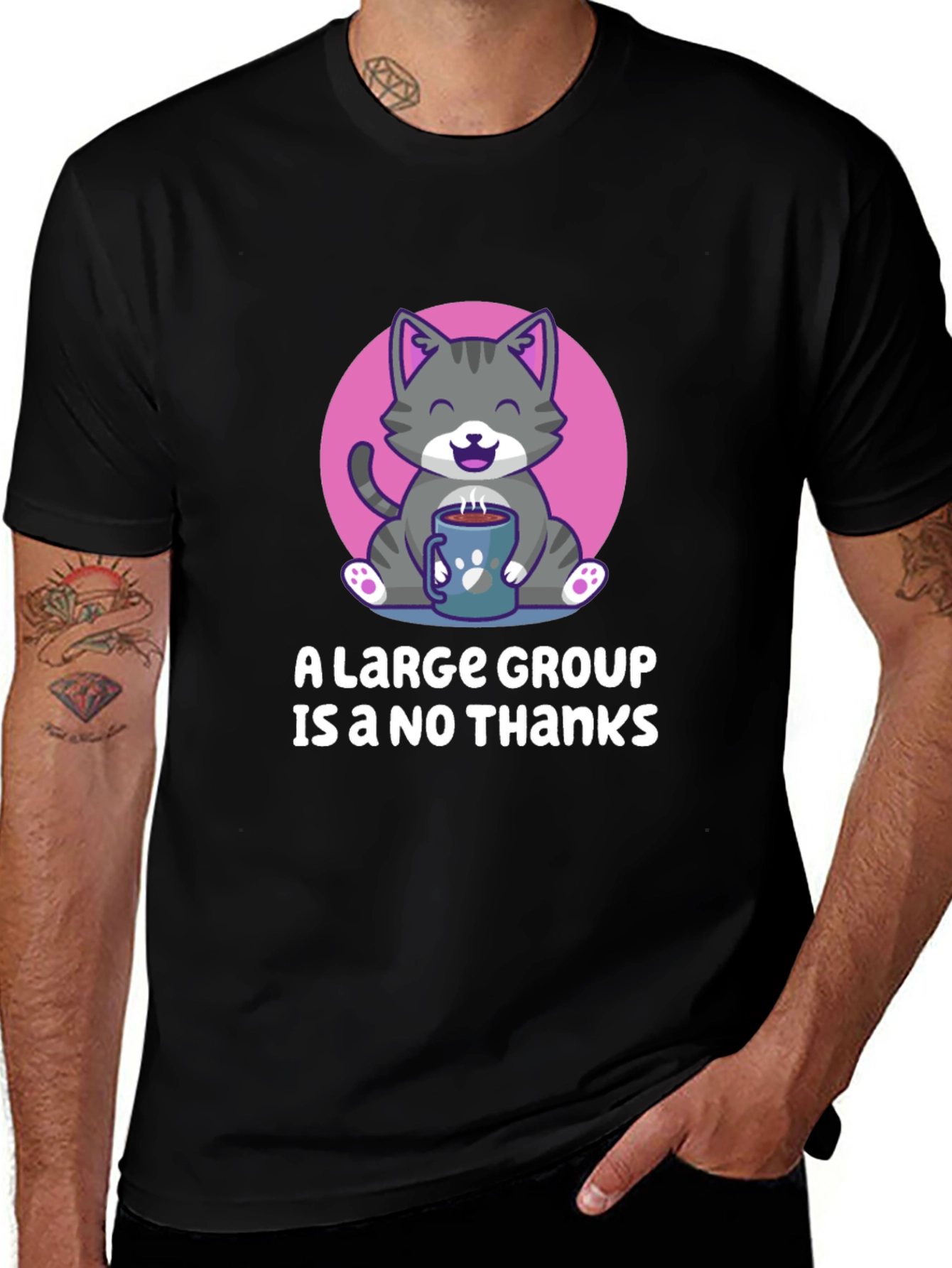Cute Cat Coffee T-Shirt - Introvert Tee