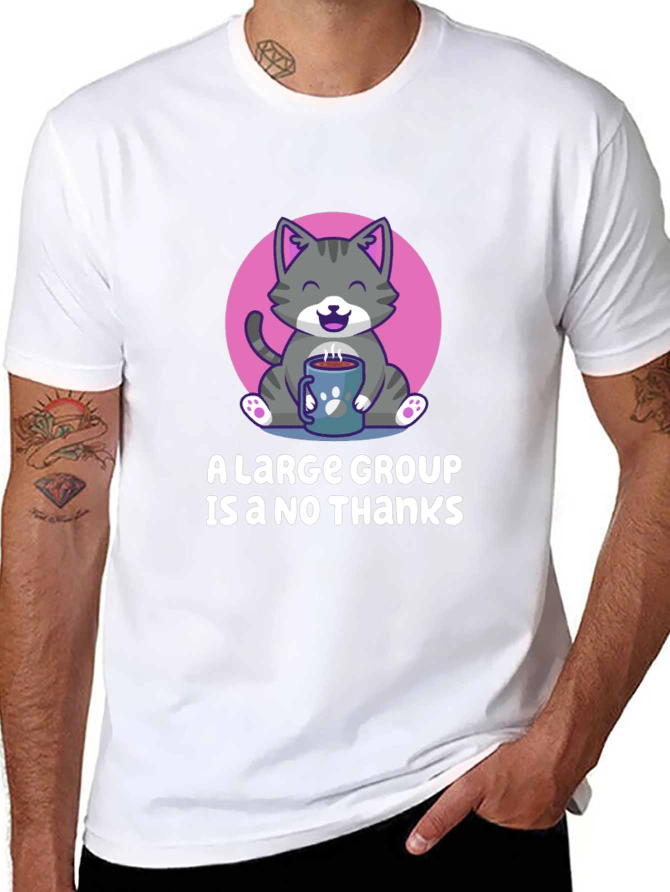 Cute Cat Coffee T-Shirt - Introvert Tee