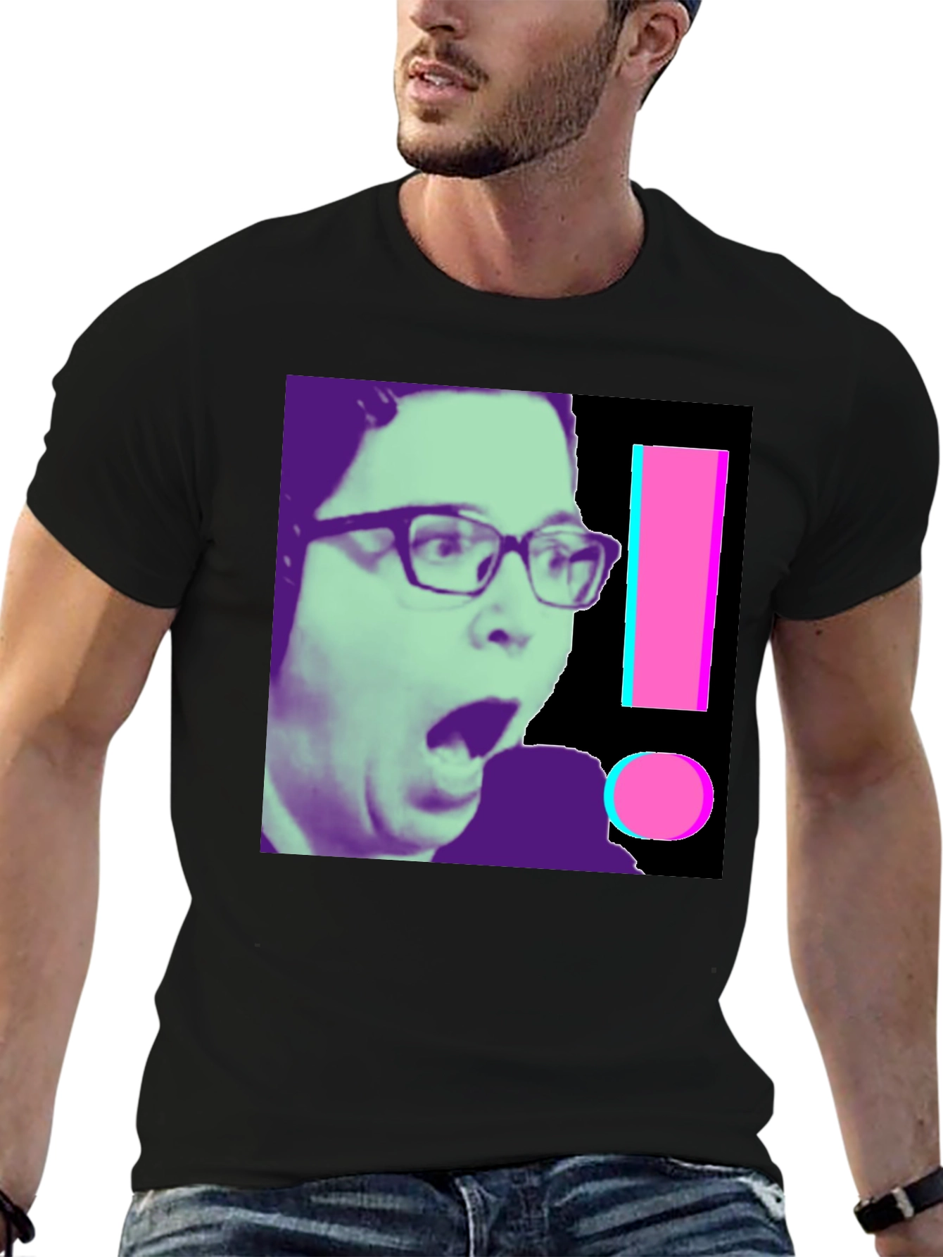 Shocked Gamer Graphic Tee - Novelty Black T-Shirt