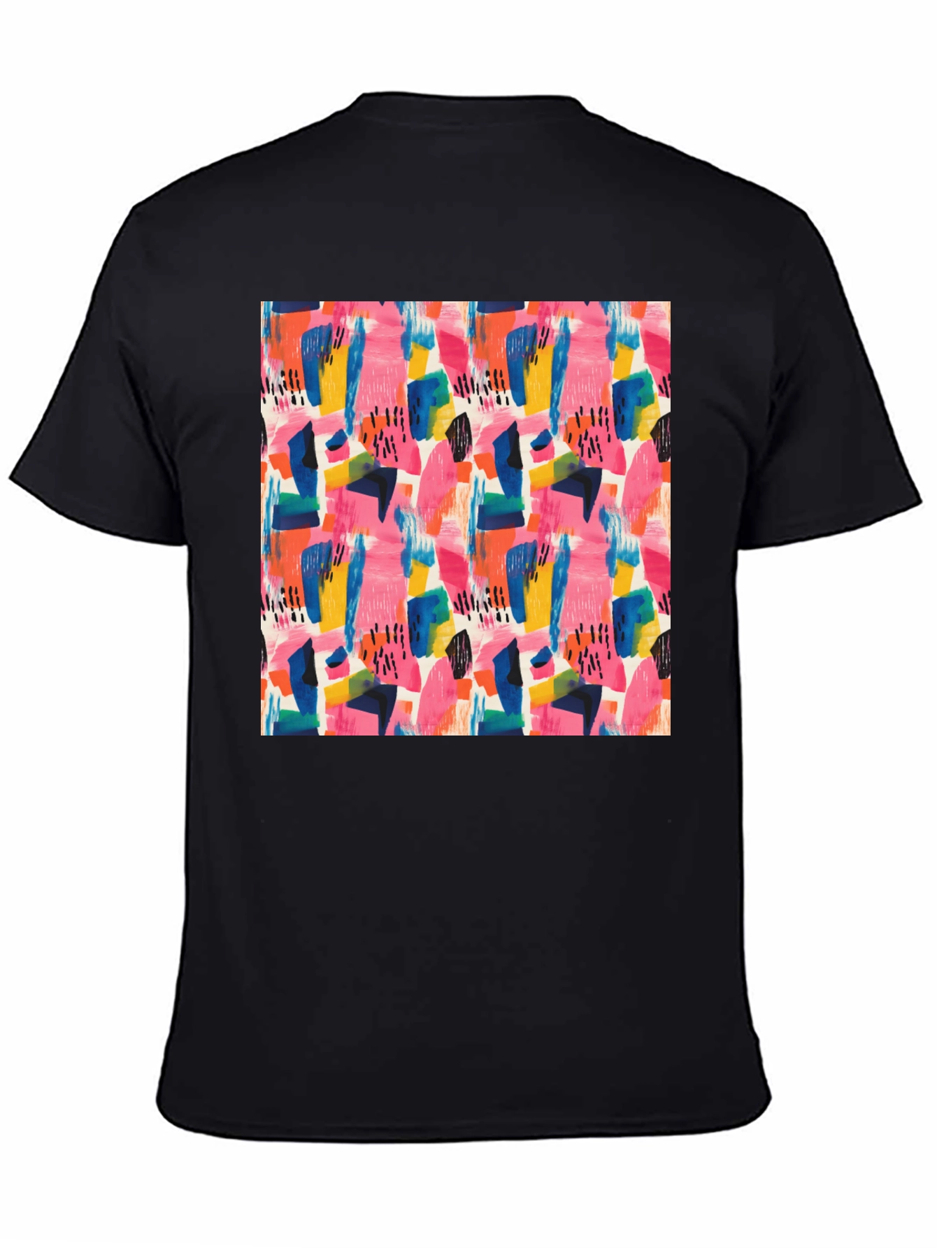 Abstract Art Print Black Crew Neck Tee