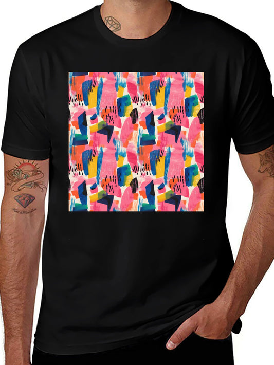 Abstract Art Print Black Crew Neck Tee