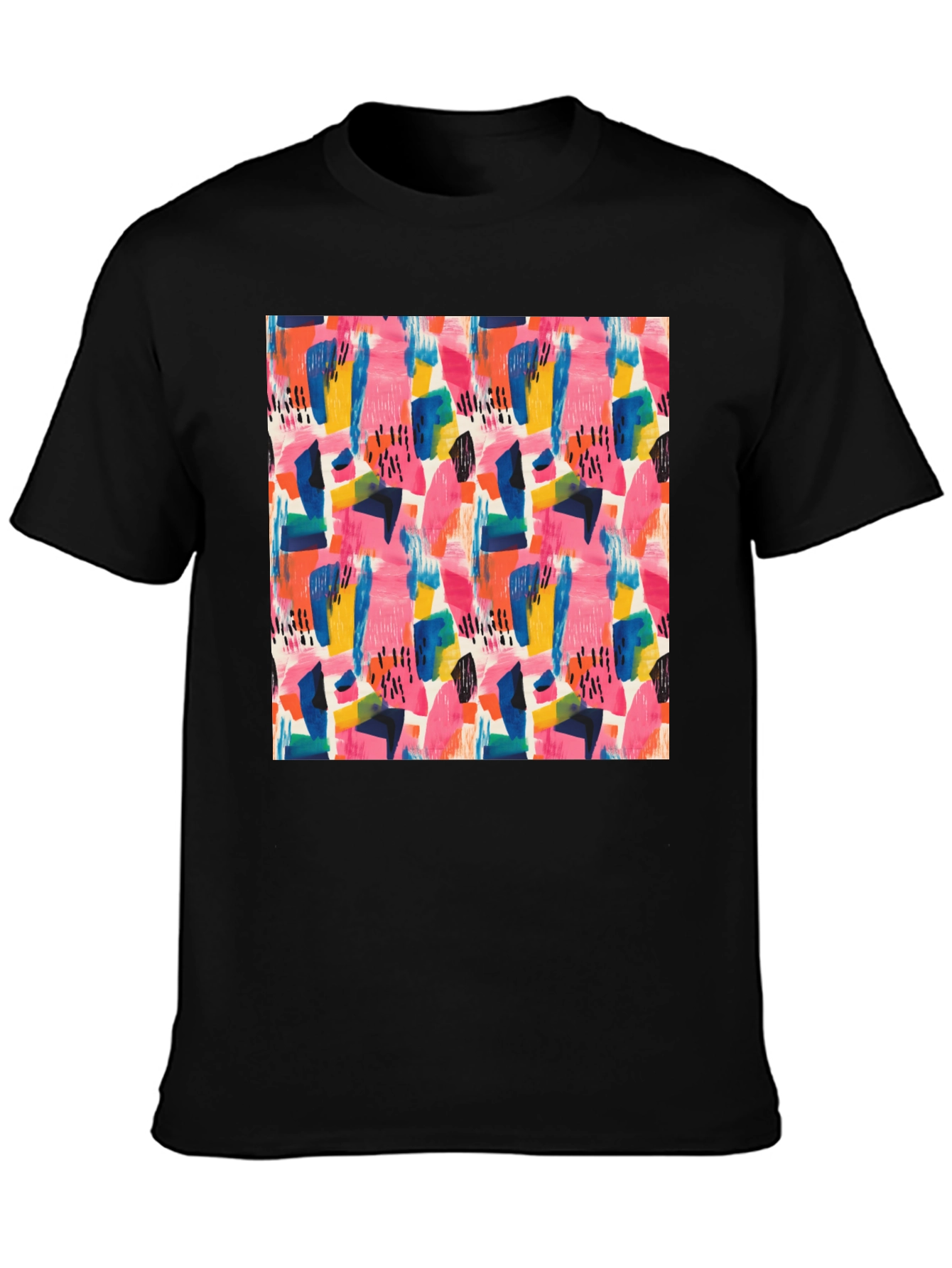 Abstract Art Print Black Crew Neck Tee