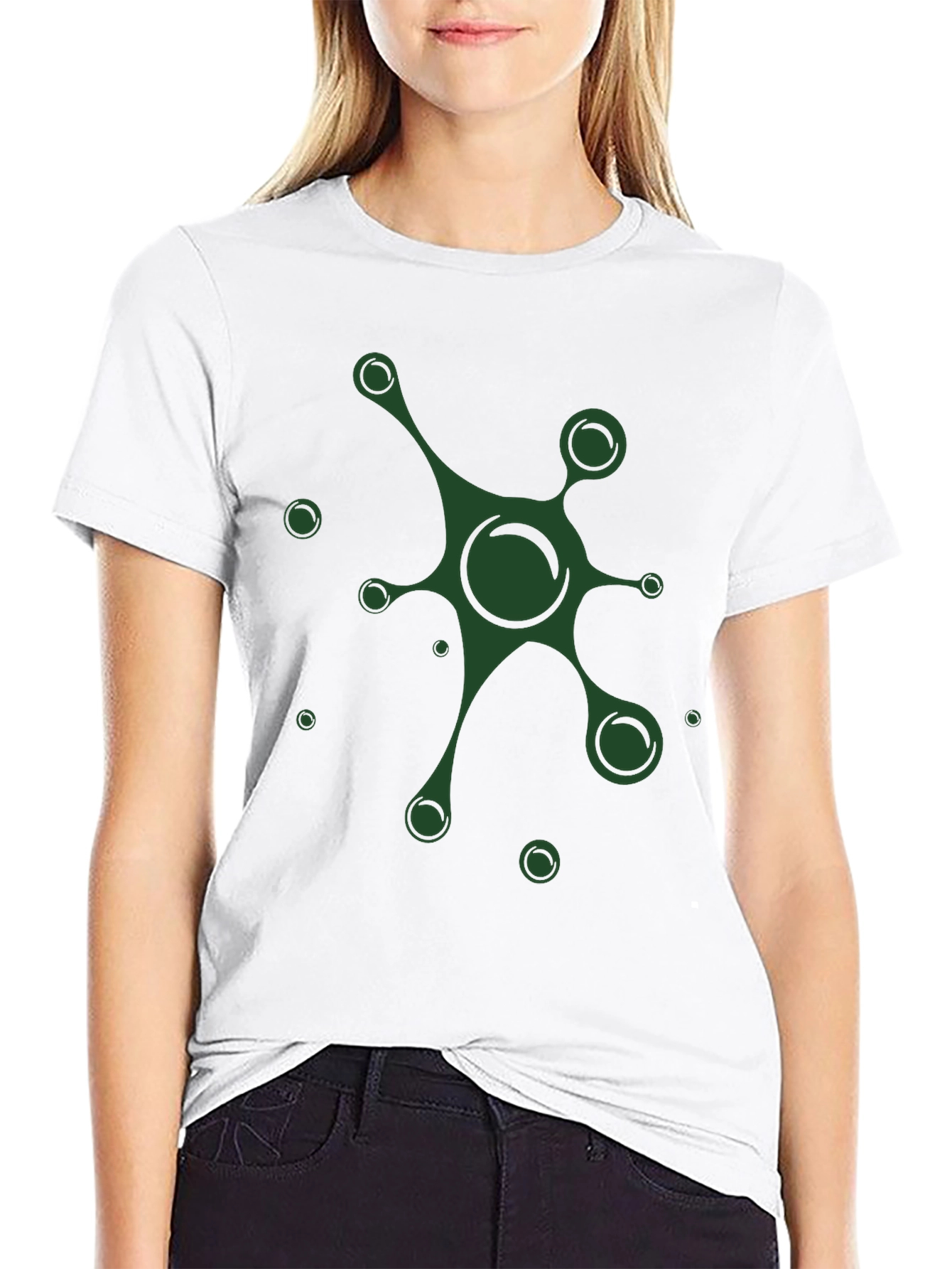 Mens Black T-Shirt with Abstract Green Graphic