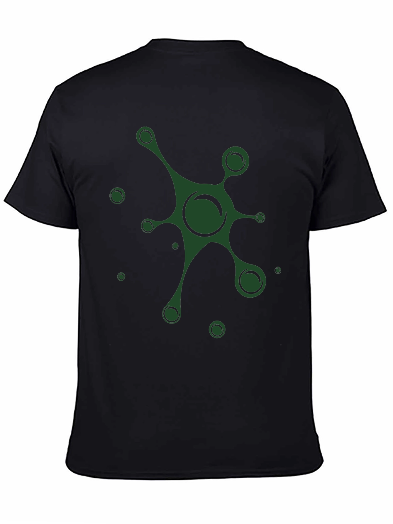 Mens Black T-Shirt with Abstract Green Graphic