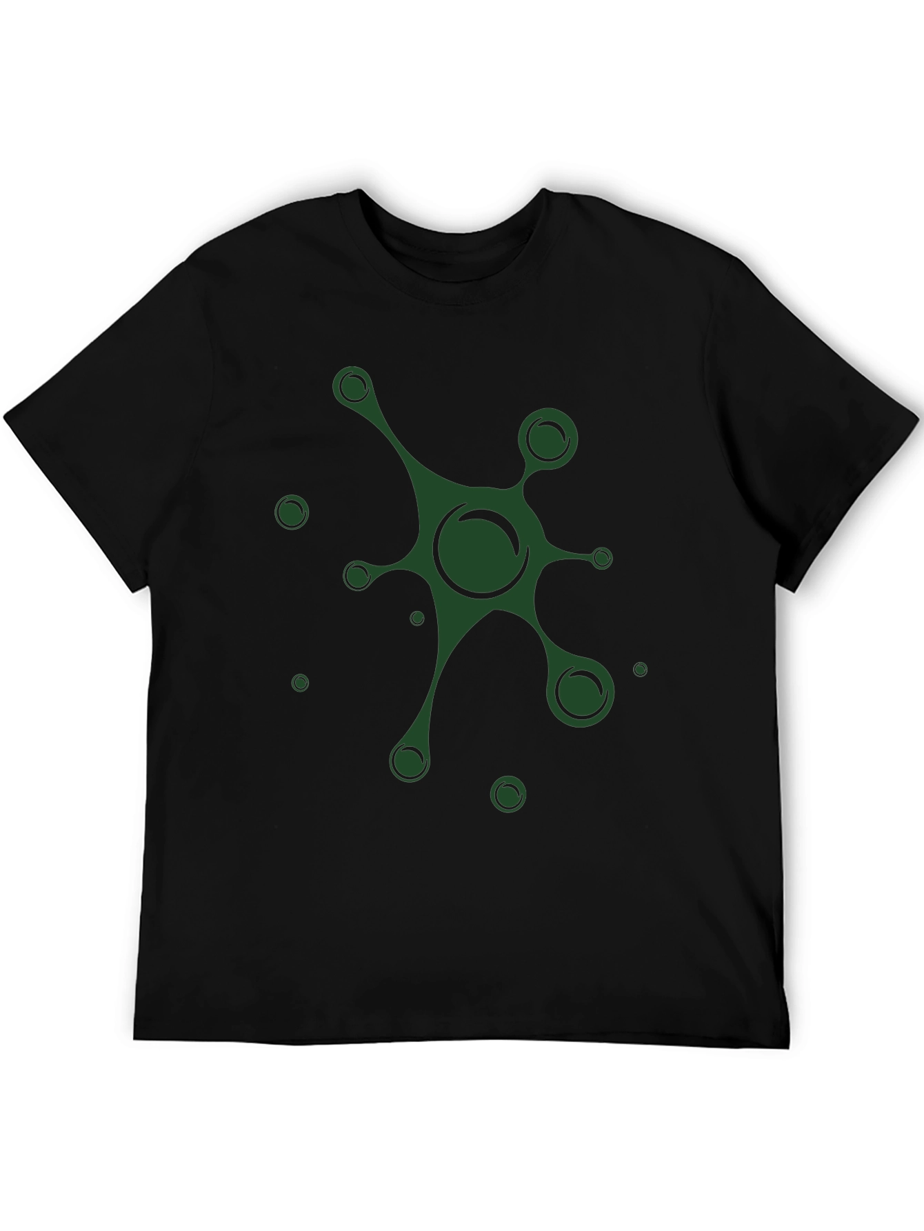 Mens Black T-Shirt with Abstract Green Graphic