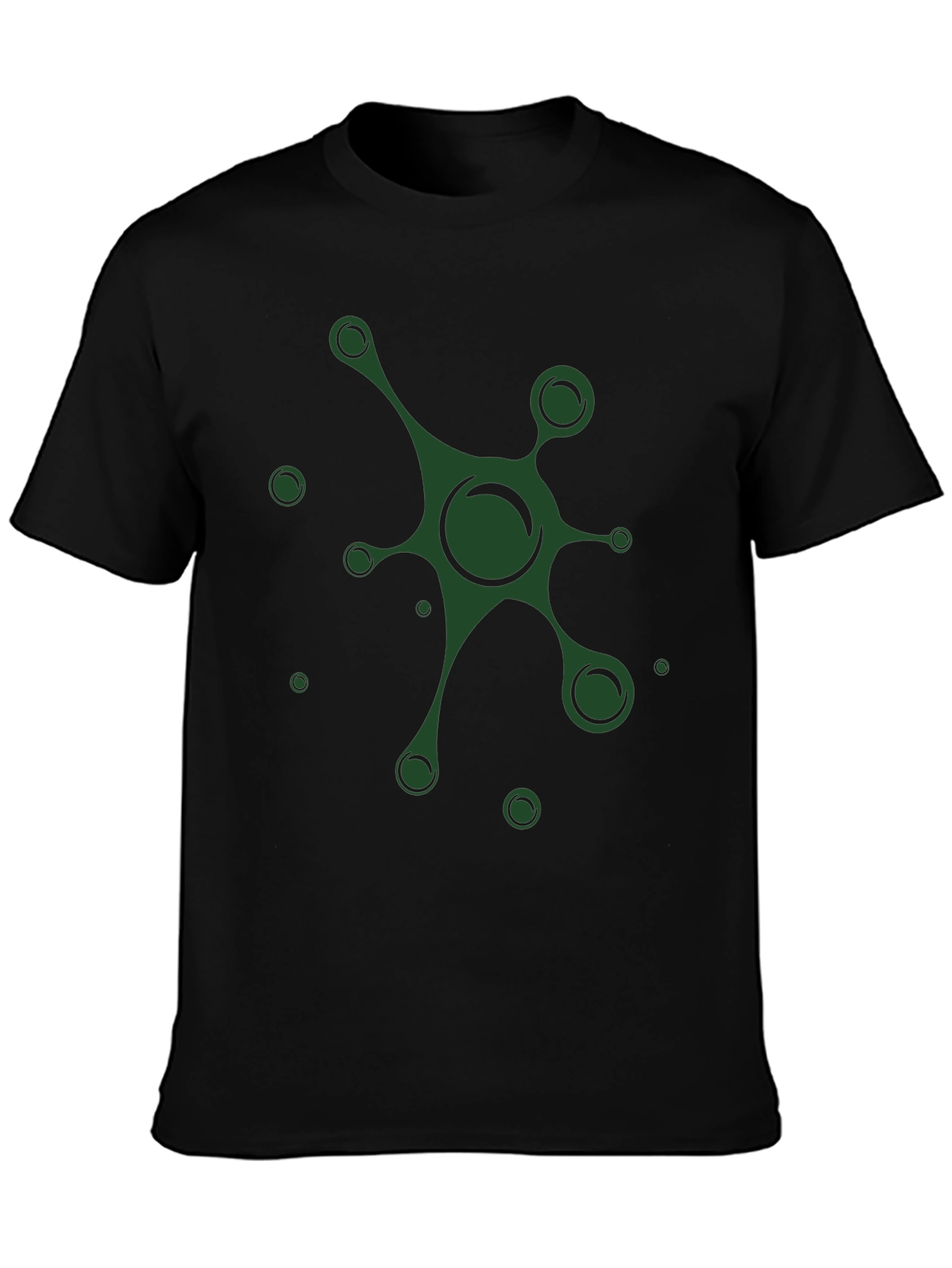 Mens Black T-Shirt with Abstract Green Graphic