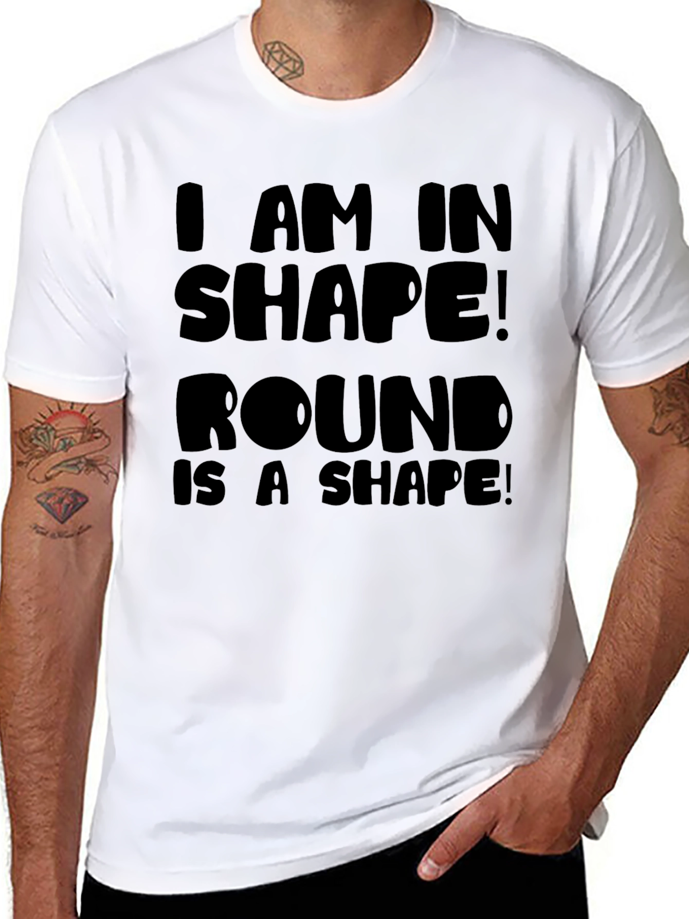 Round is a Shape Mens Black Graphic T-Shirt