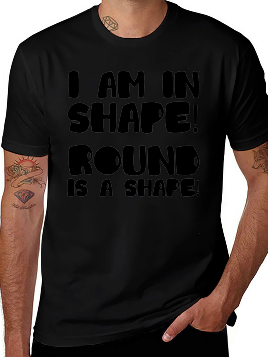 Round is a Shape Mens Black Graphic T-Shirt