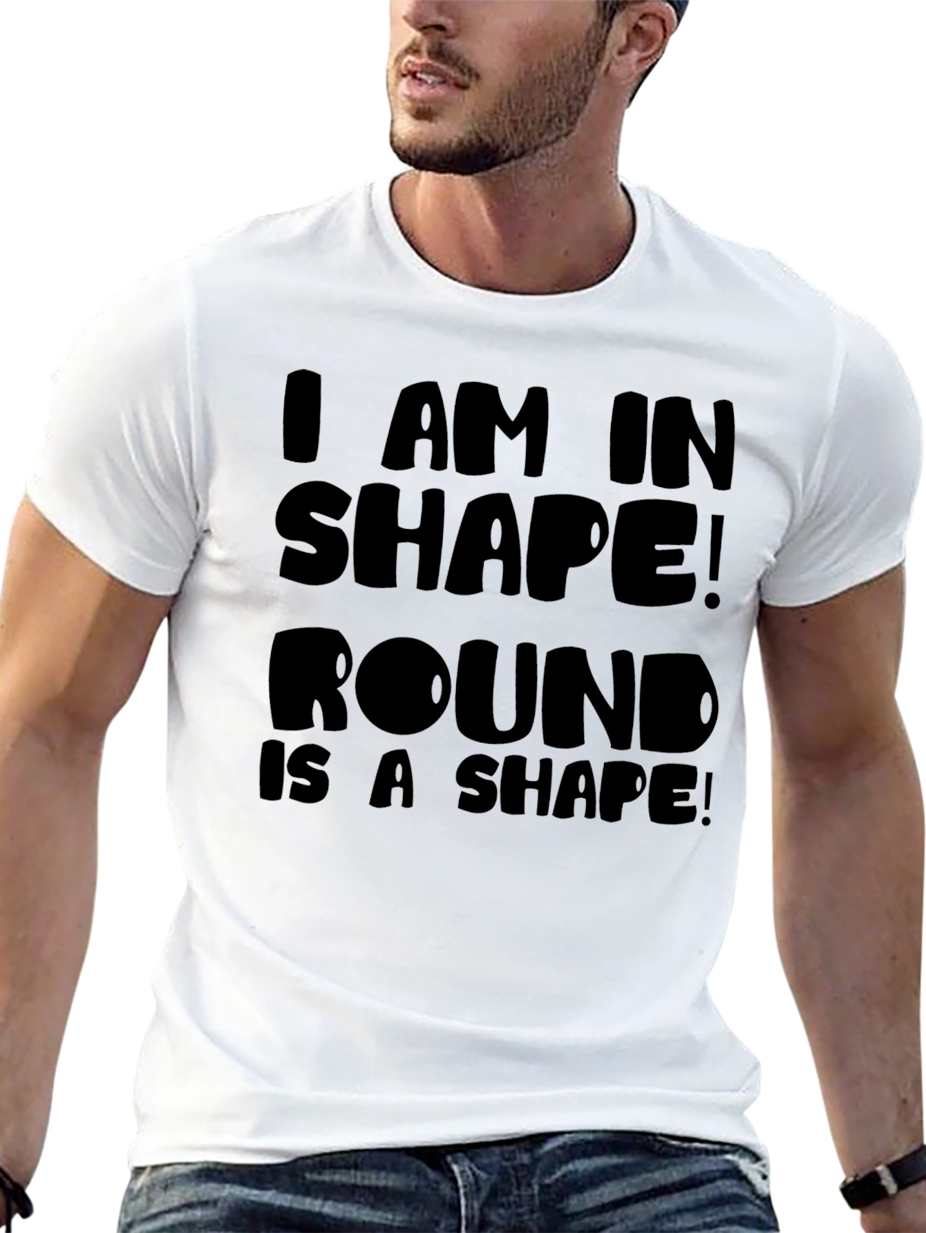 Round is a Shape Mens Black Graphic T-Shirt