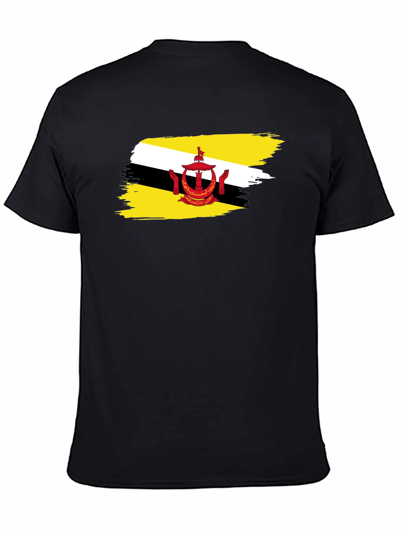 Brunei Flag Brush Stroke Graphic Tee - Black