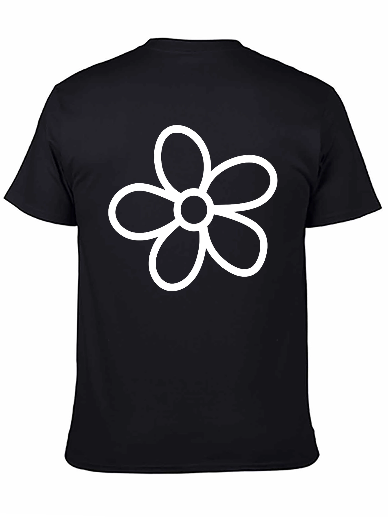 Minimalist Flower Graphic Black T-Shirt