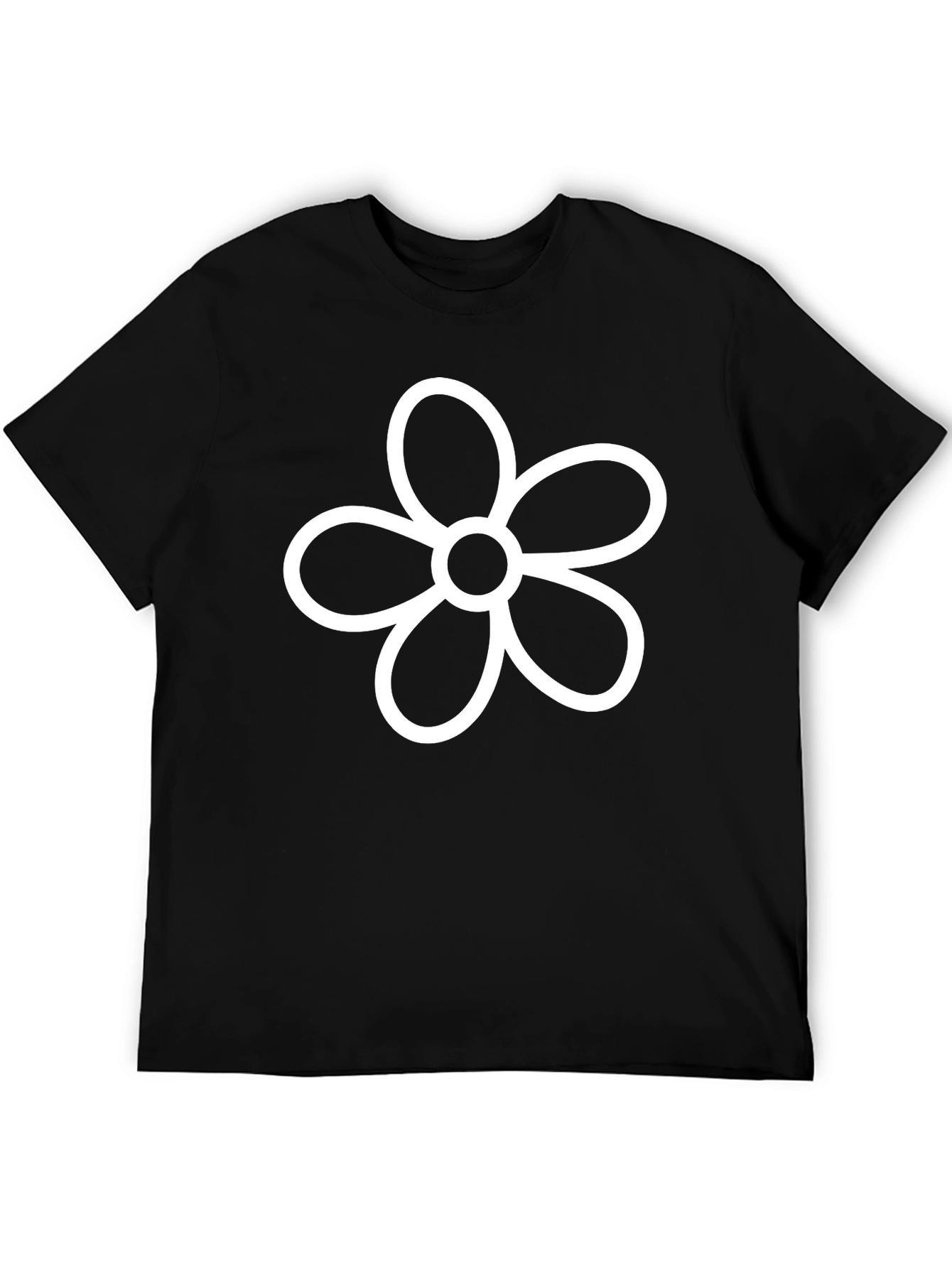 Minimalist Flower Graphic Black T-Shirt