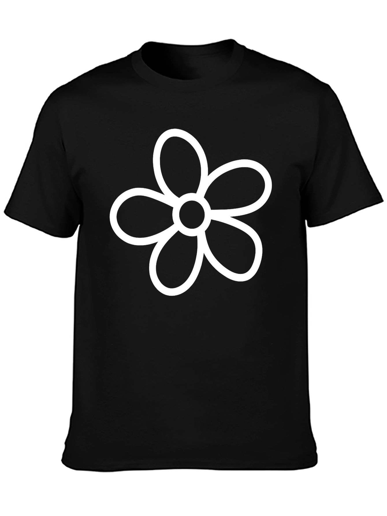 Minimalist Flower Graphic Black T-Shirt