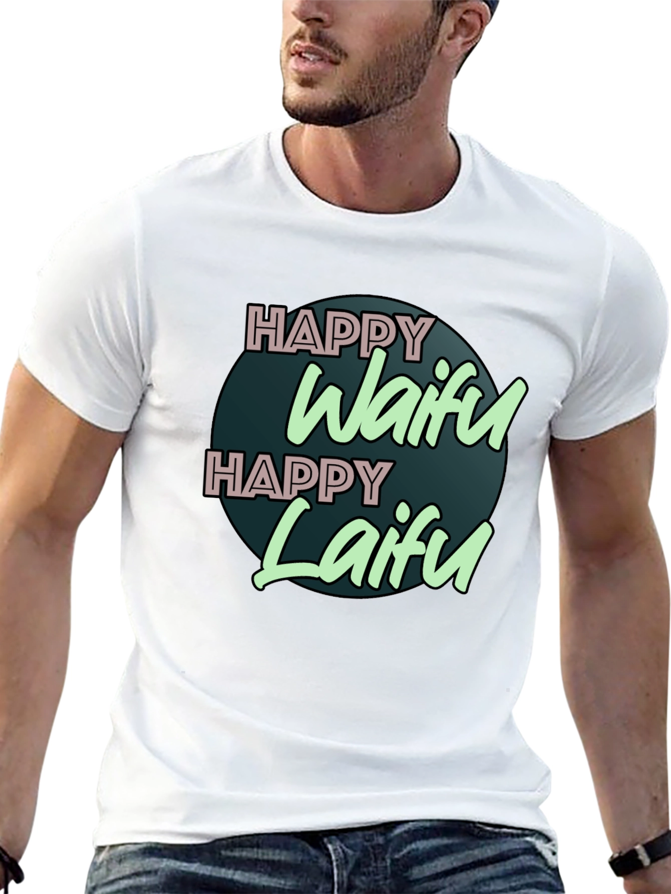 Happy Waifu Happy Laifu Graphic T-Shirt