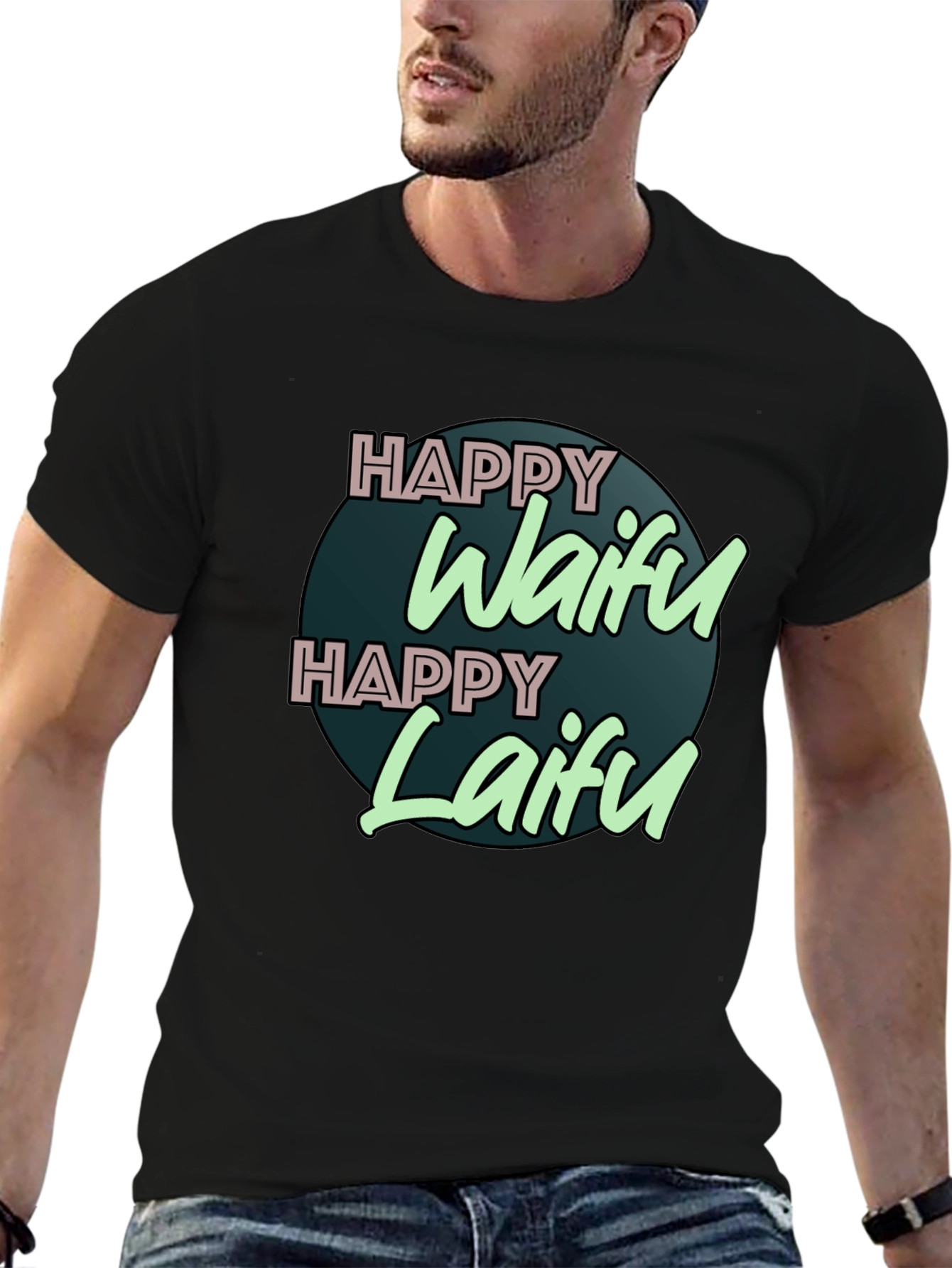 Happy Waifu Happy Laifu Graphic T-Shirt