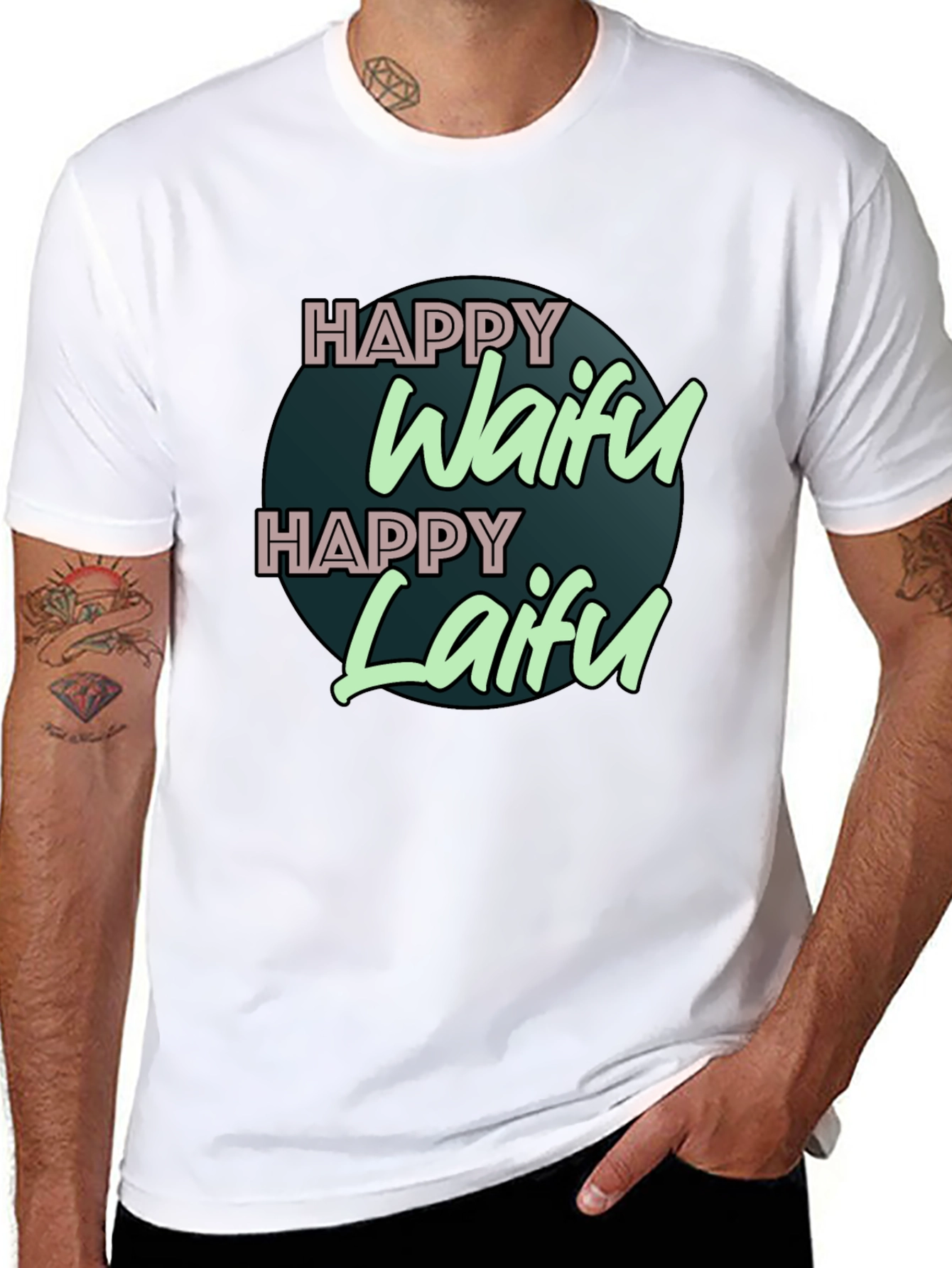 Happy Waifu Happy Laifu Graphic T-Shirt