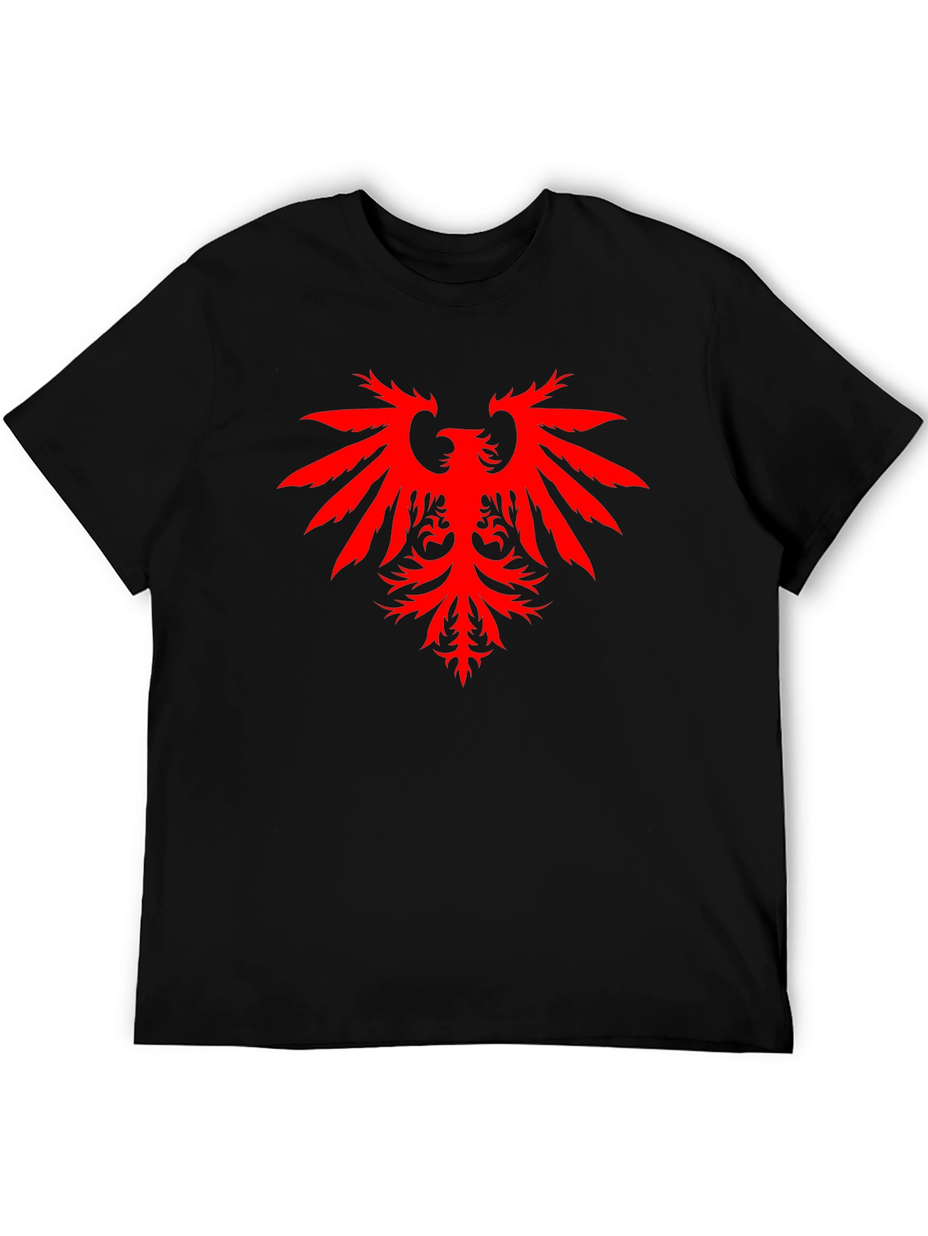 Black T-Shirt with Red Eagle Graphic