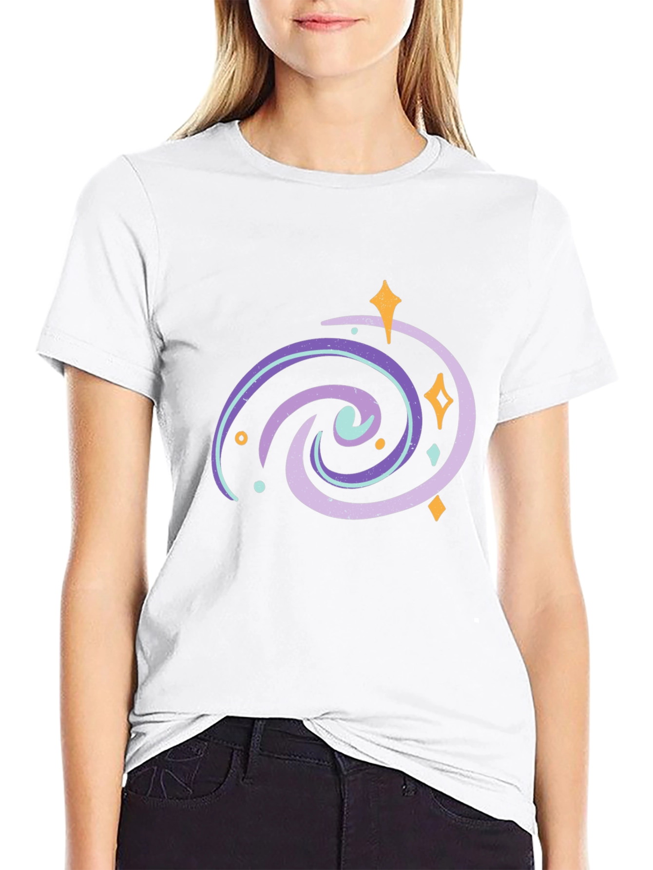 Galaxy Swirl Graphic Tee - Black Casual T-Shirt