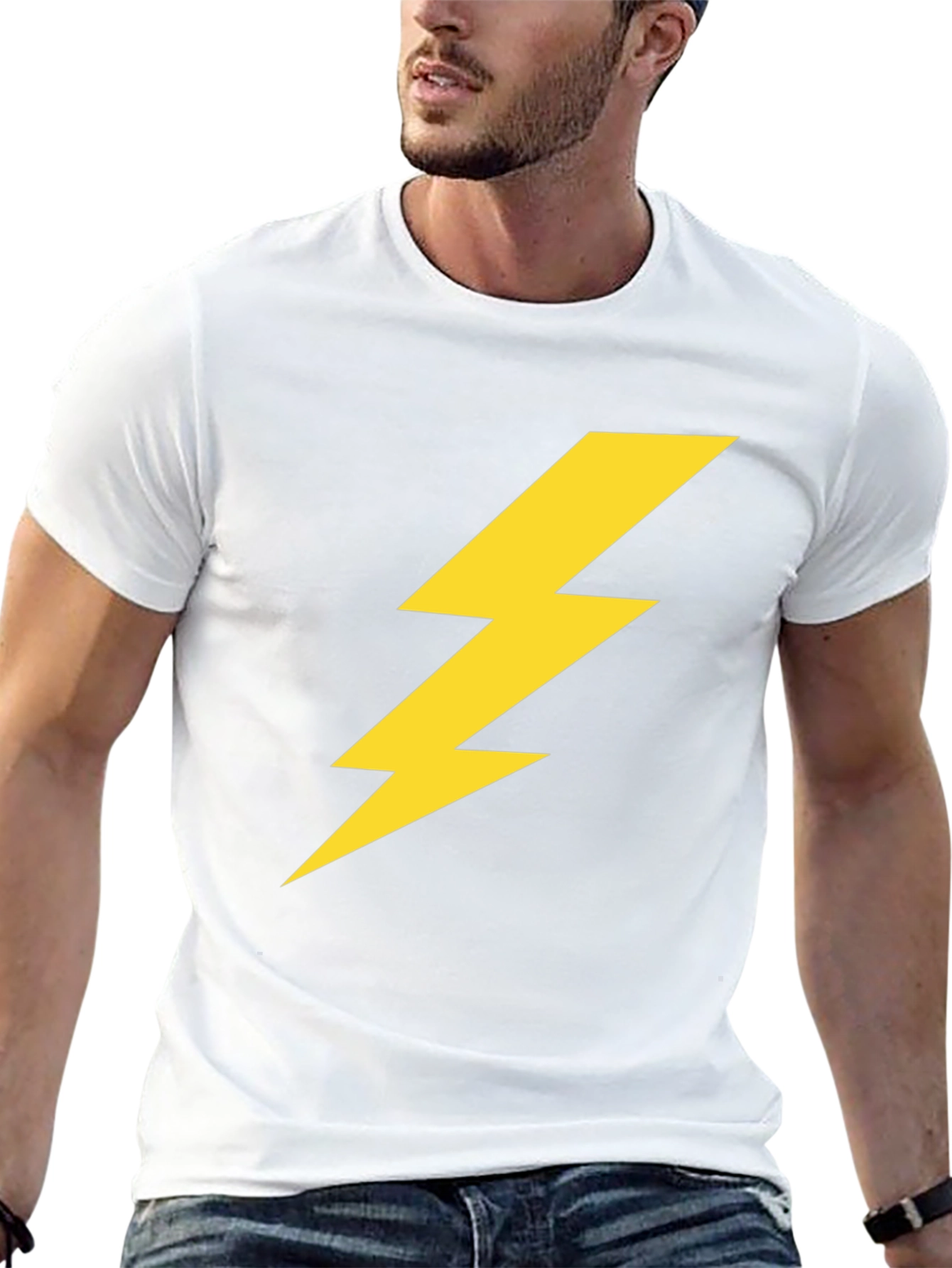 Lightning Bolt Graphic Tee - Black Casual T-Shirt