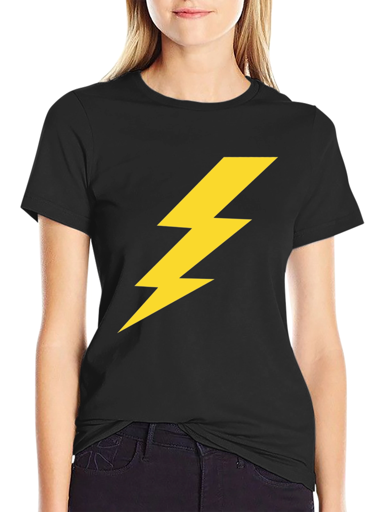 Lightning Bolt Graphic Tee - Black Casual T-Shirt