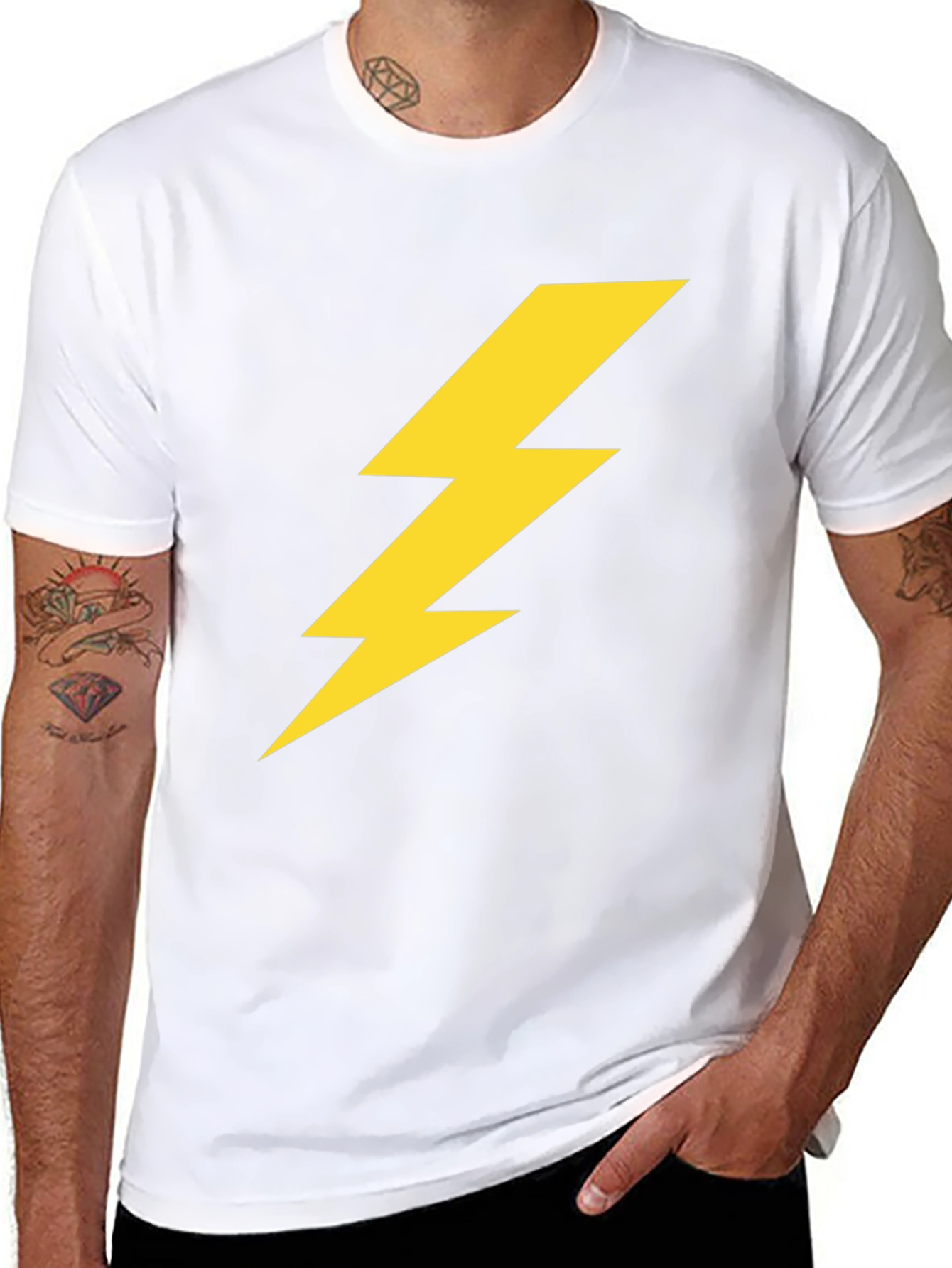 Lightning Bolt Graphic Tee - Black Casual T-Shirt
