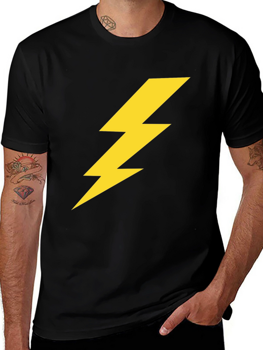 Lightning Bolt Graphic Tee - Black Casual T-Shirt