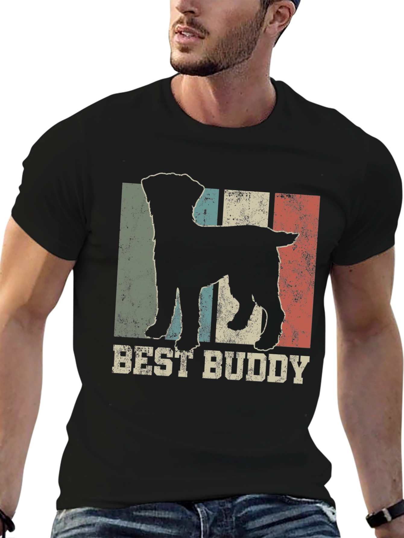 Best Buddy Dog Silhouette Mens T-Shirt