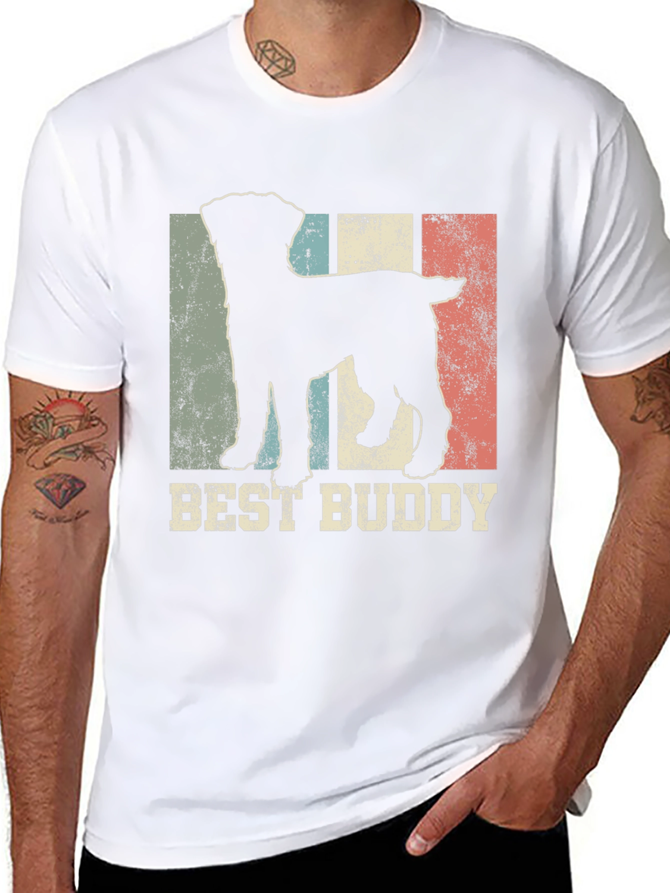 Best Buddy Dog Silhouette Mens T-Shirt