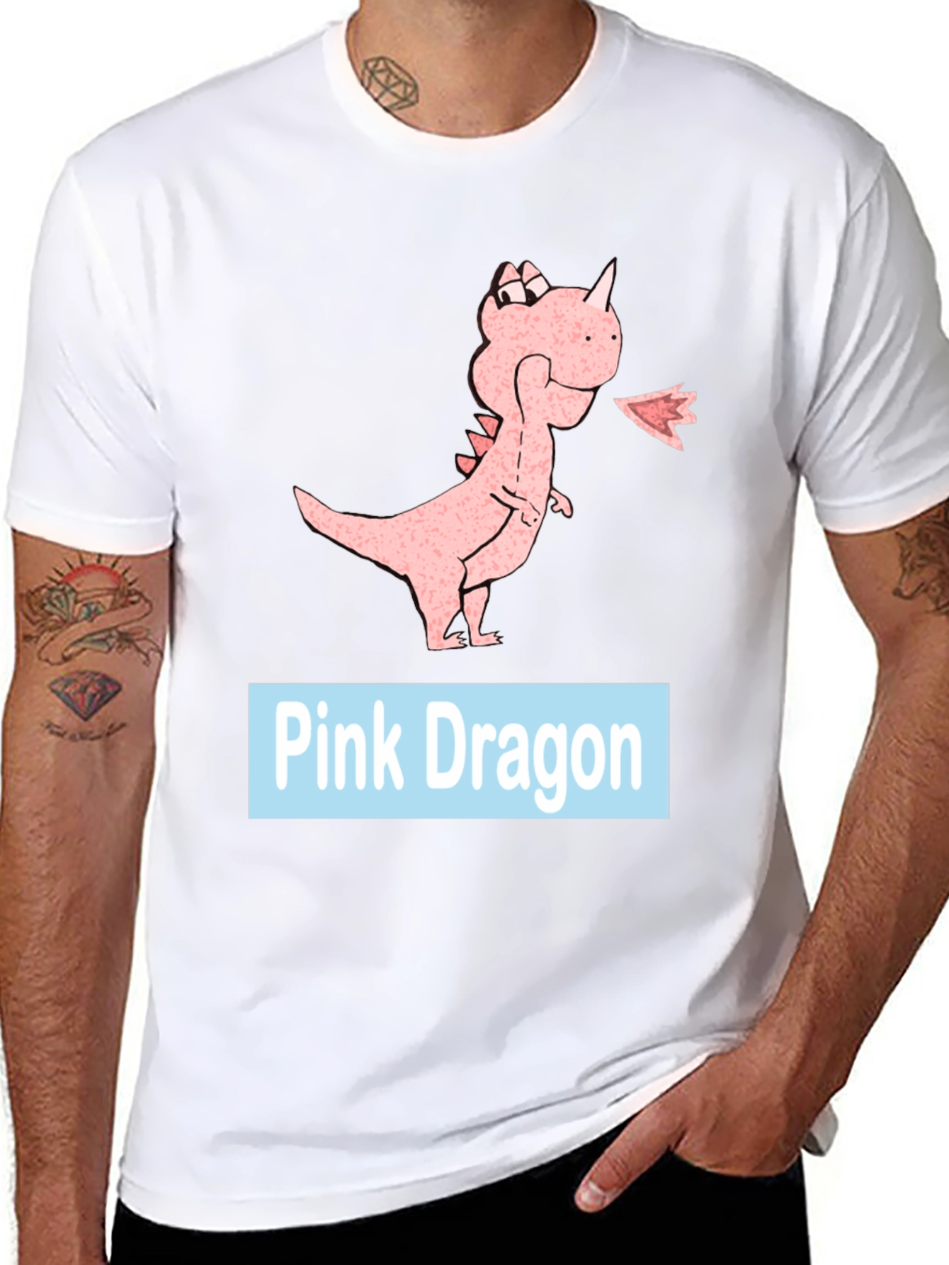Pink Dragon Graphic Tee - Casual Black T-Shirt