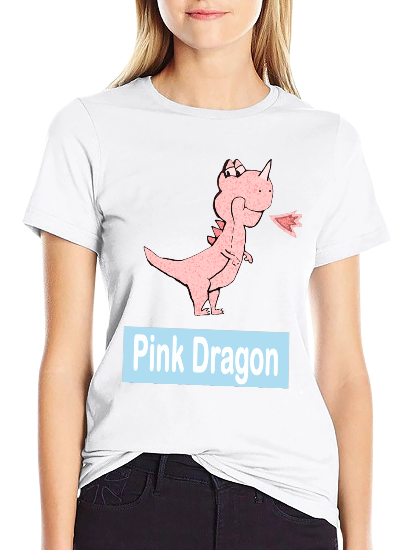 Pink Dragon Graphic Tee - Casual Black T-Shirt