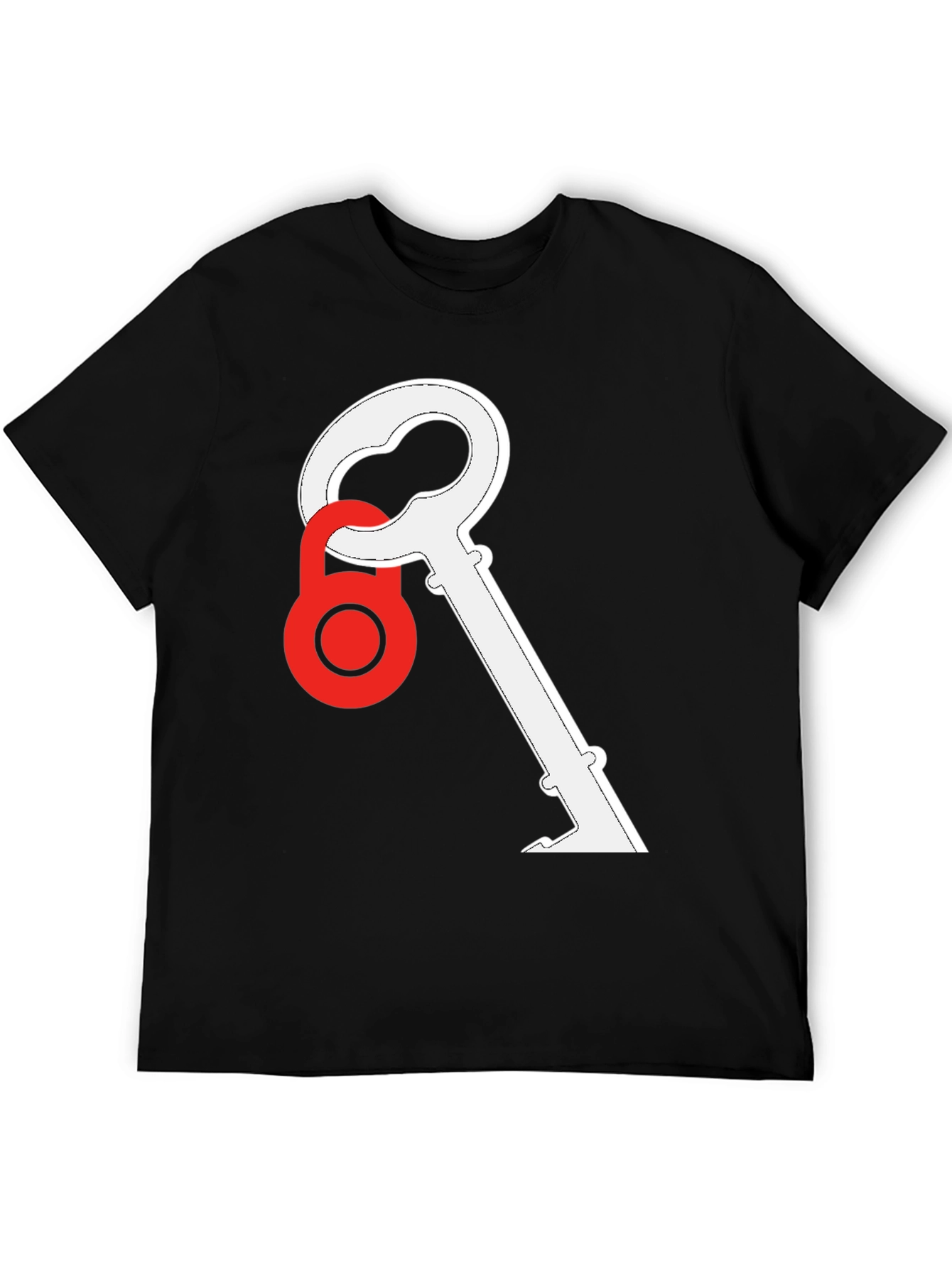 Key and Lock Graphic Tee - Stylish Black T-Shirt