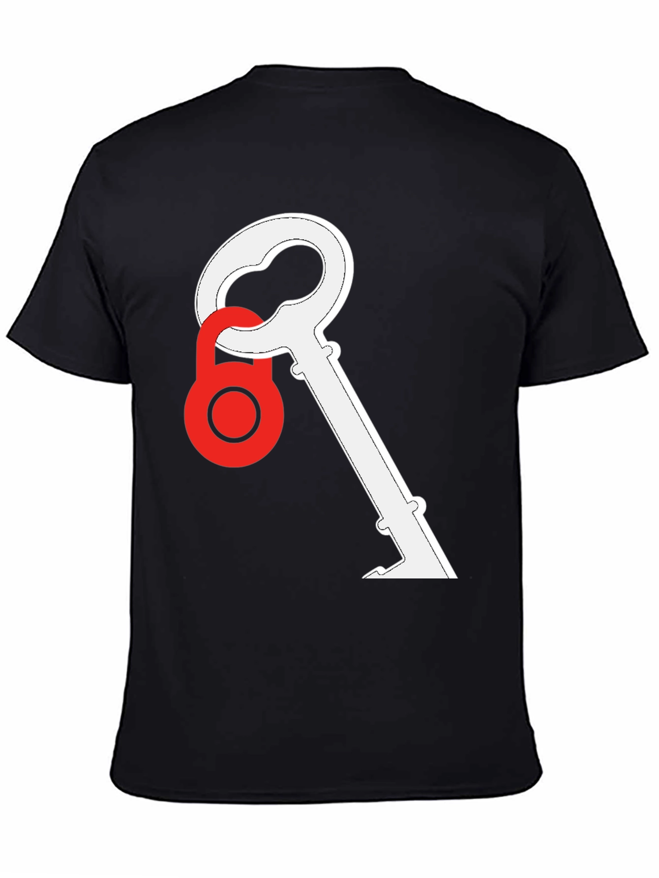 Key and Lock Graphic Tee - Stylish Black T-Shirt