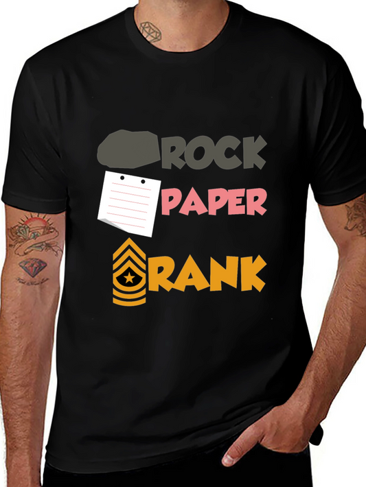 Rock Paper Rank T-Shirt - Military Humor Tee
