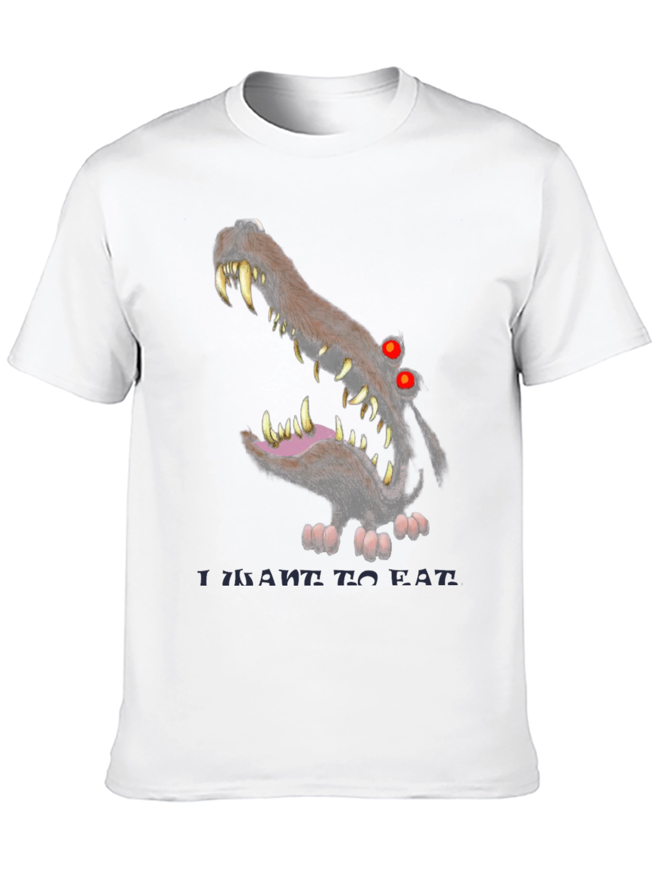 Scary Wolf Graphic Print Black T-Shirt