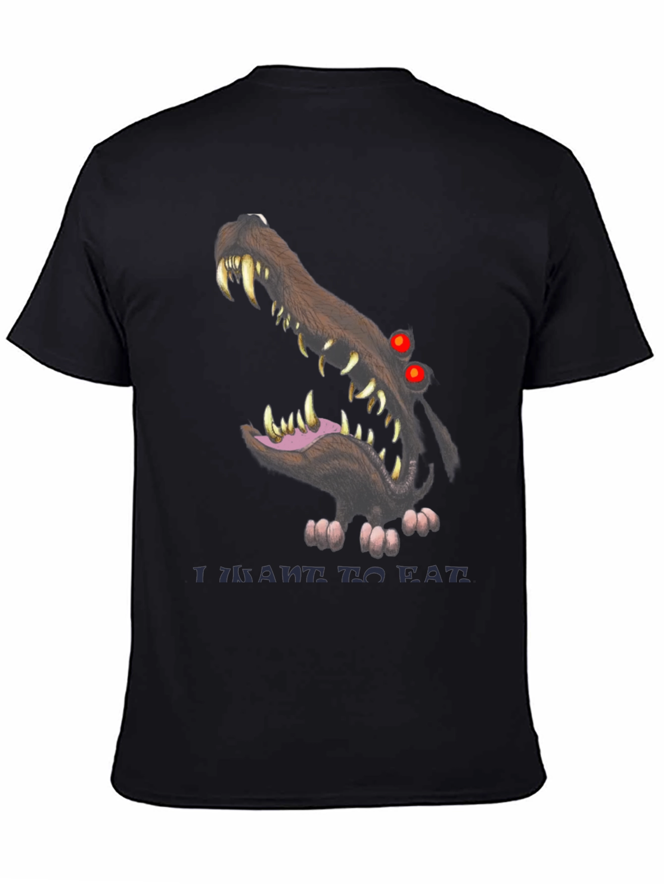 Scary Wolf Graphic Print Black T-Shirt