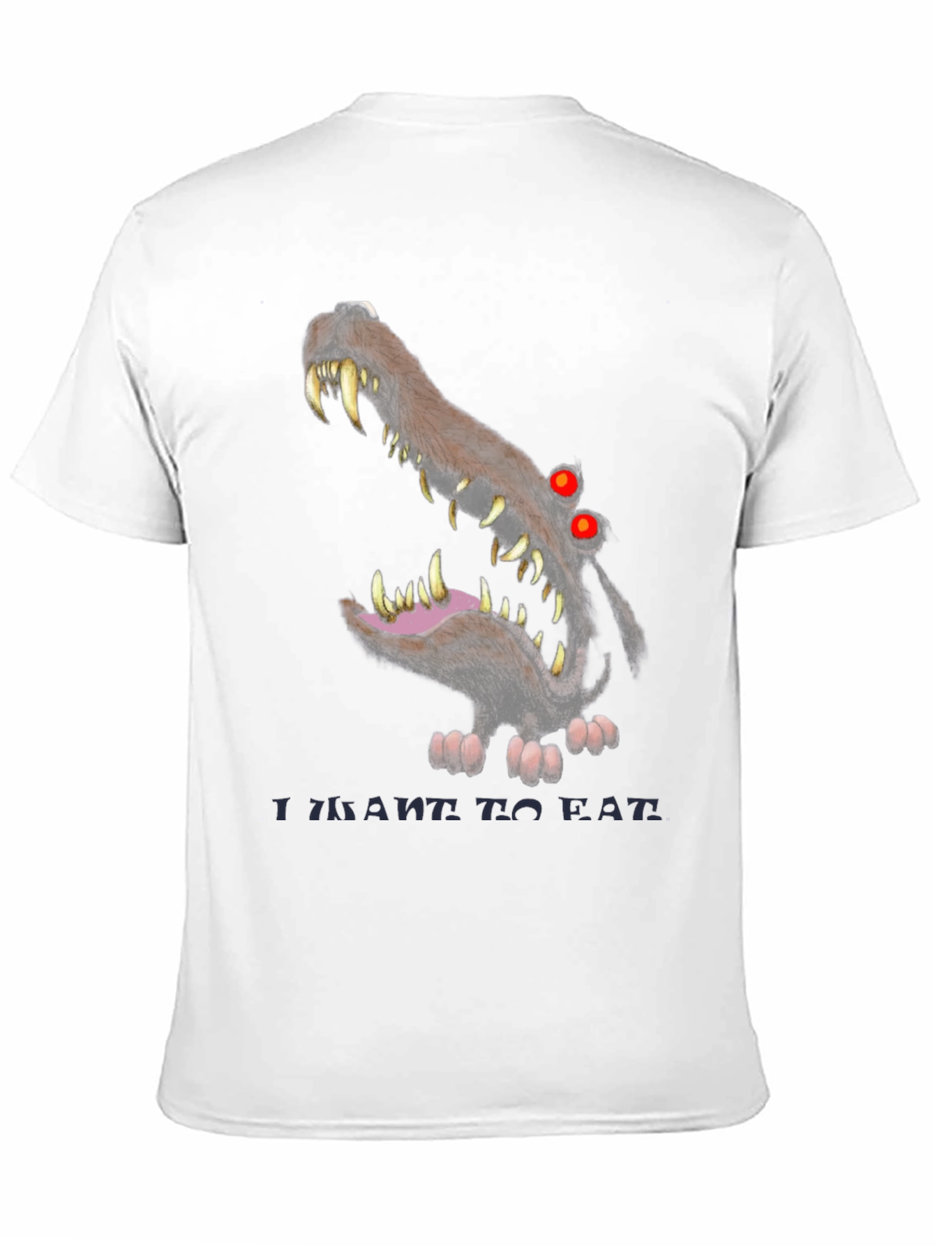 Scary Wolf Graphic Print Black T-Shirt