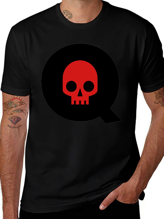 Skull Q Graphic Tee - Bold Black Cotton T-Shirt