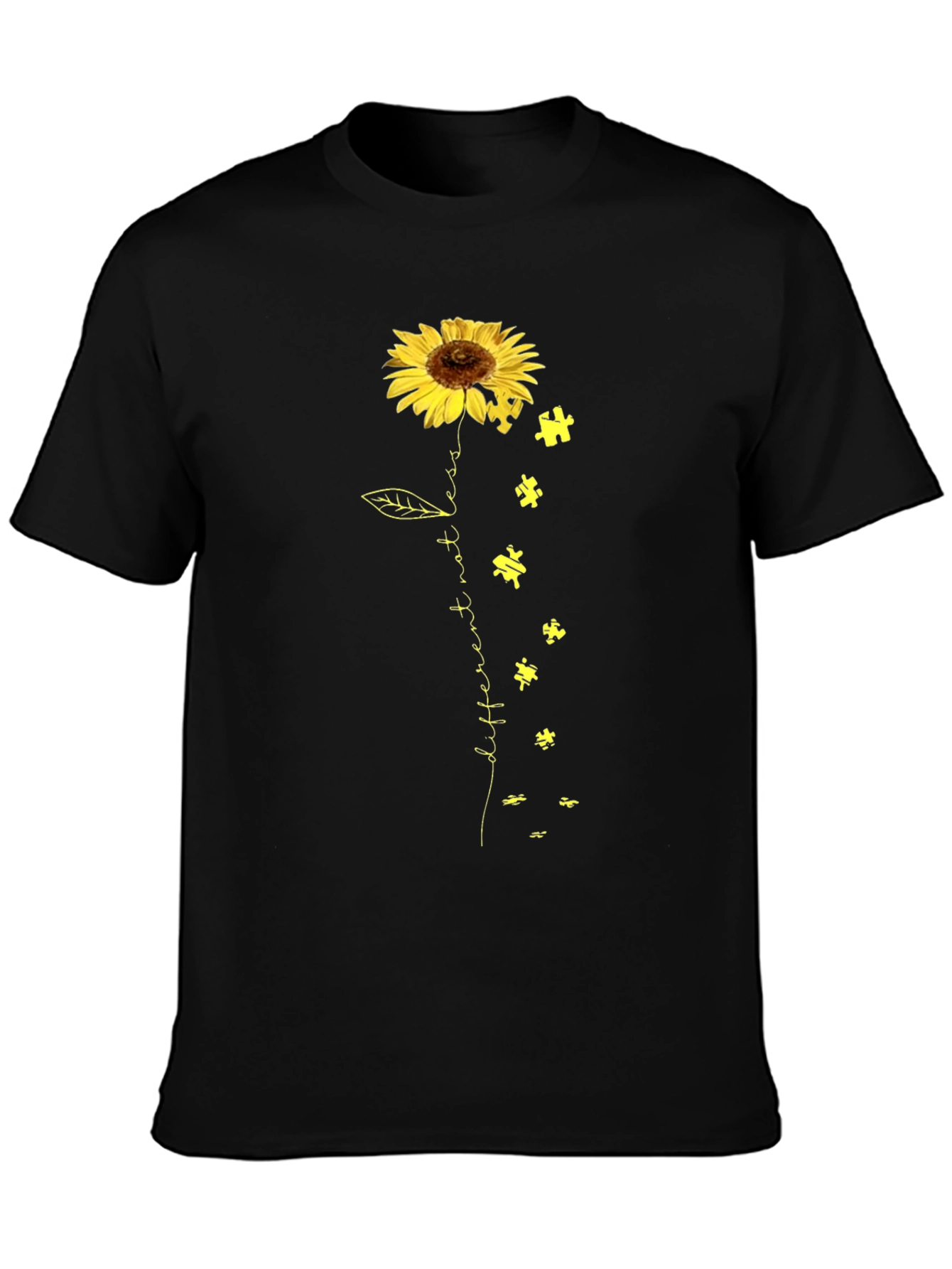 Sunflower Puzzle Piece Autism Awareness T-Shirt