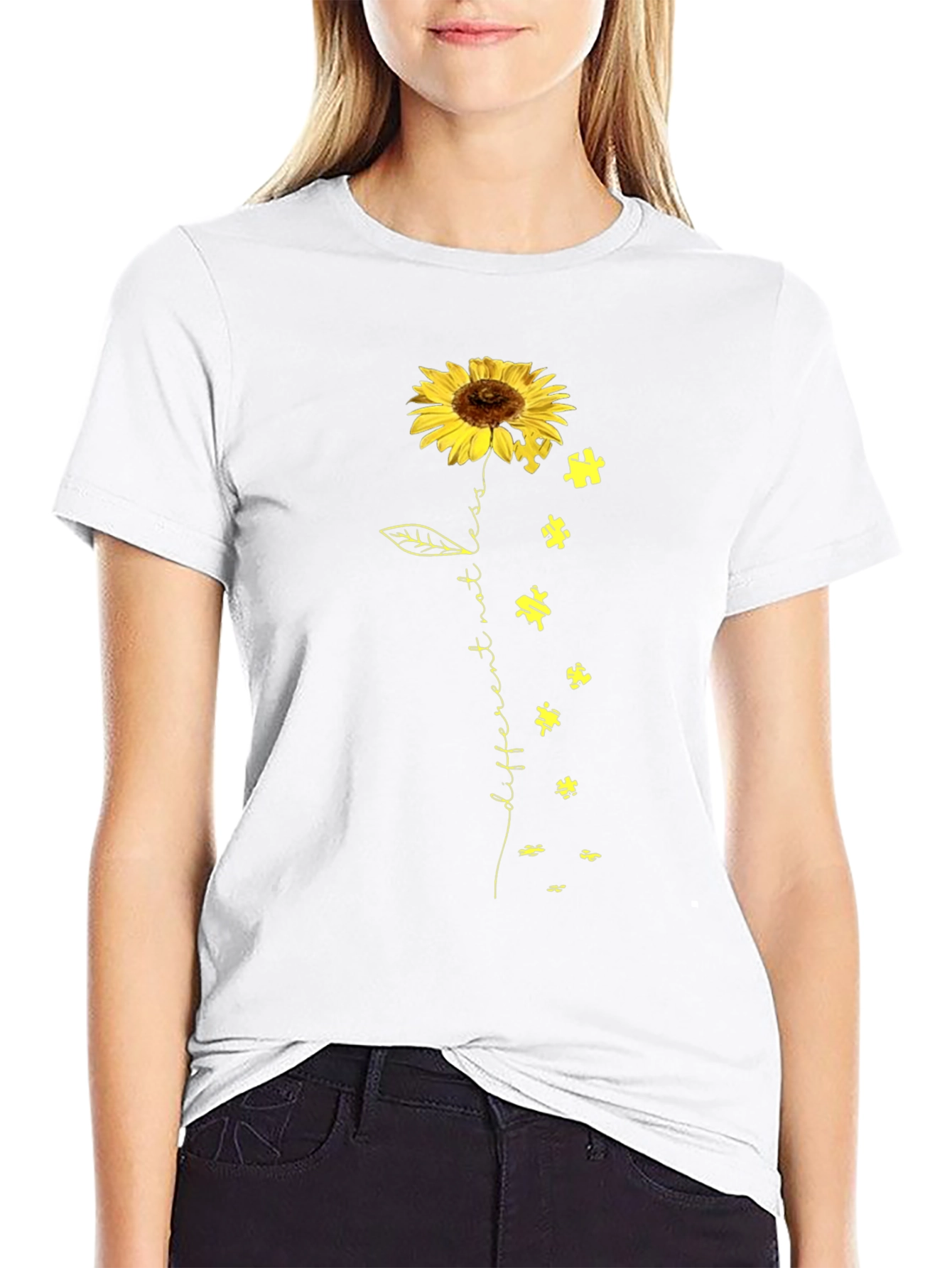 Sunflower Puzzle Piece Autism Awareness T-Shirt