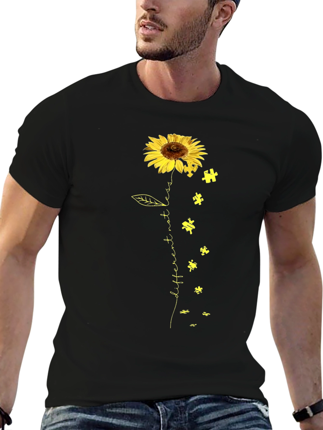 Sunflower Puzzle Piece Autism Awareness T-Shirt