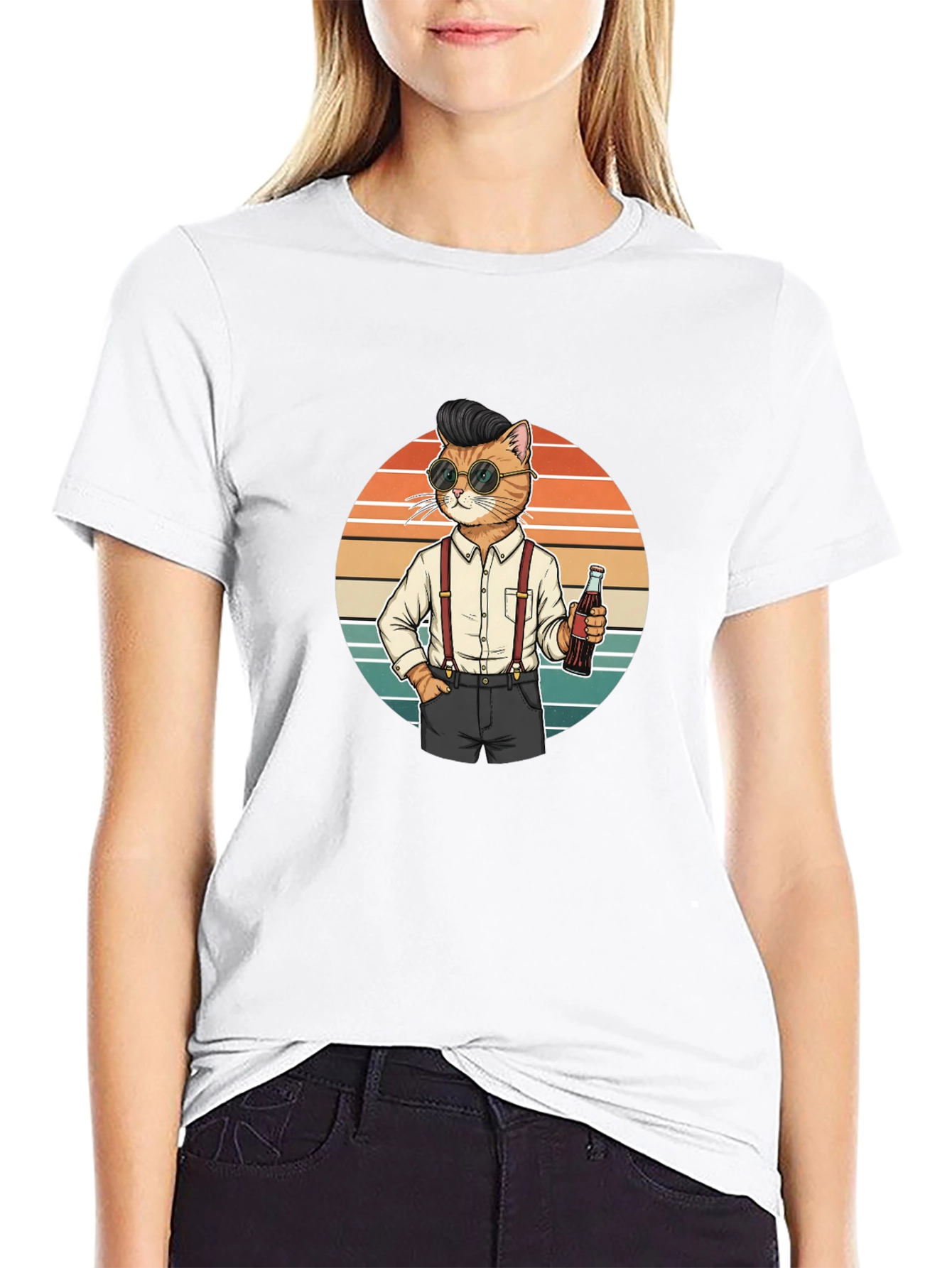 Cool Cat Graphic Tee - Retro Style