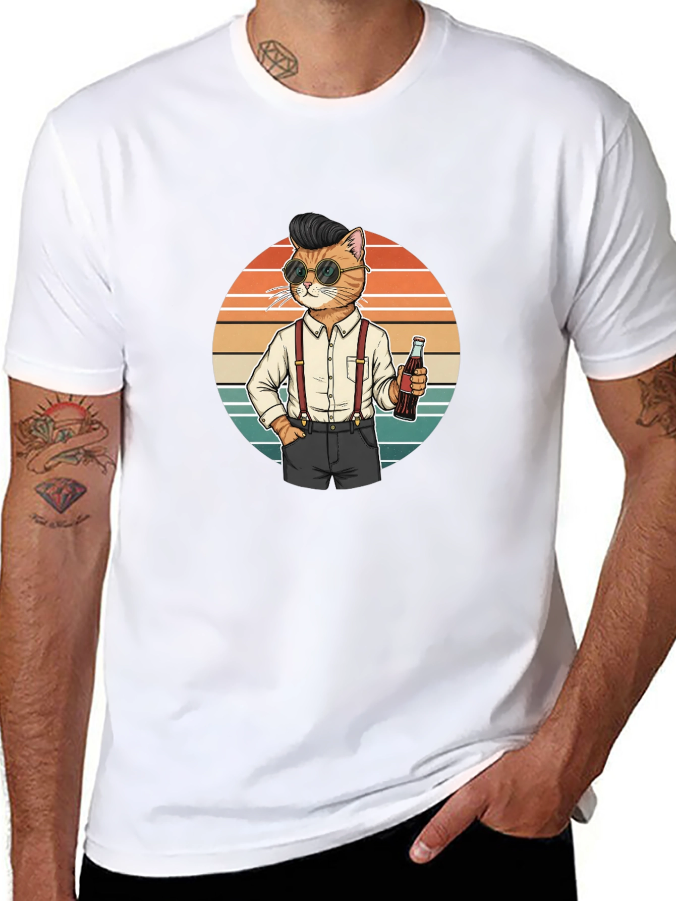 Cool Cat Graphic Tee - Retro Style